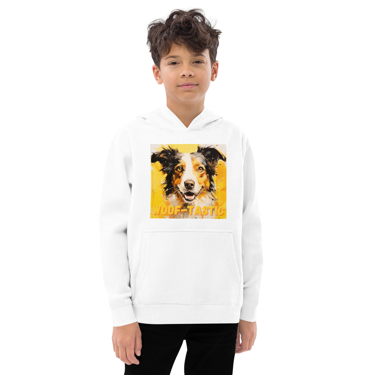 Kids fleece hoodie Woof-tastic Border Collie