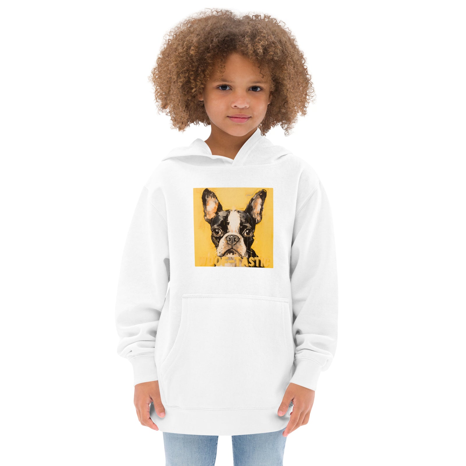 Kids fleece hoodie Woof-tastic Boston Terrier