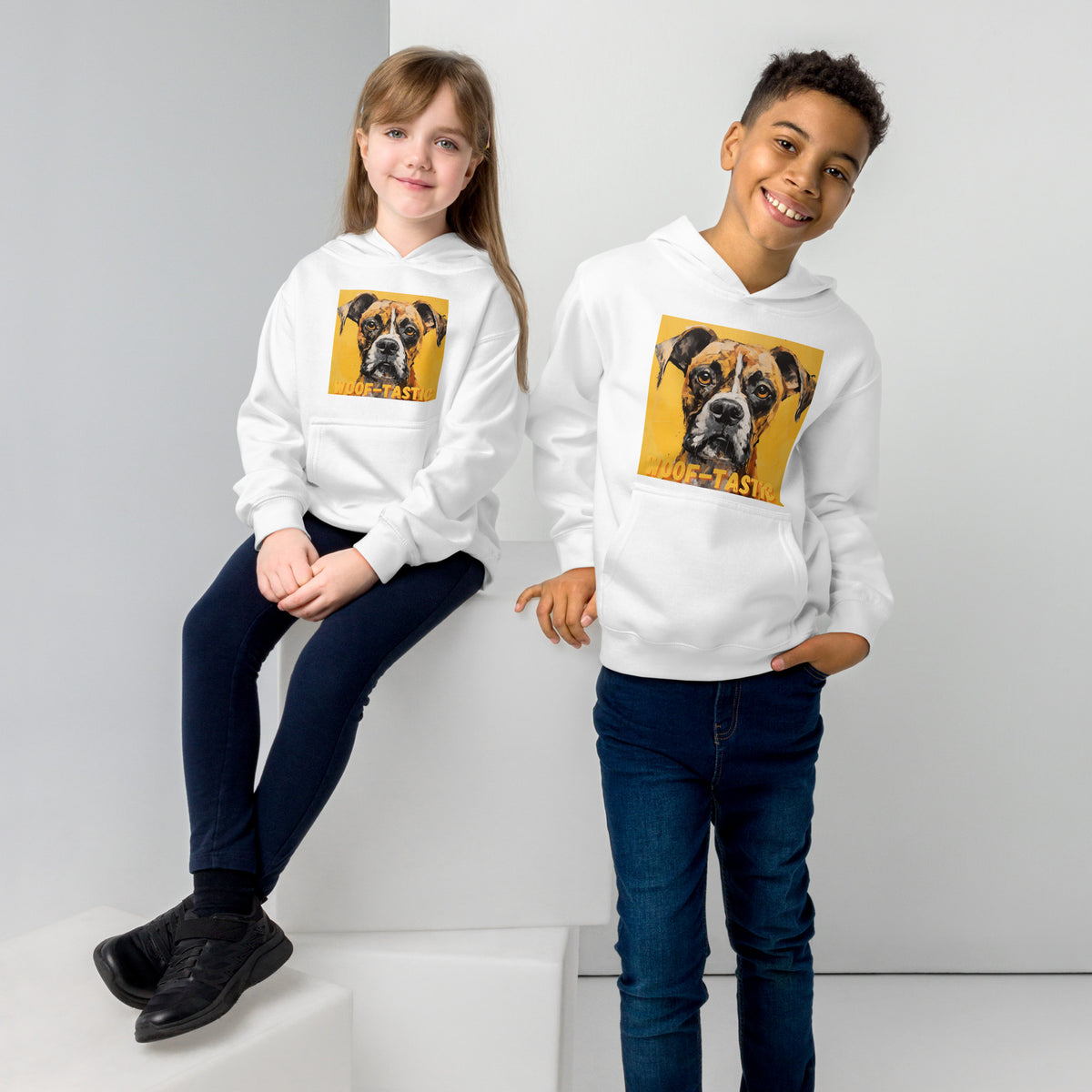 Kids fleece hoodie Woof-tastic Boxer