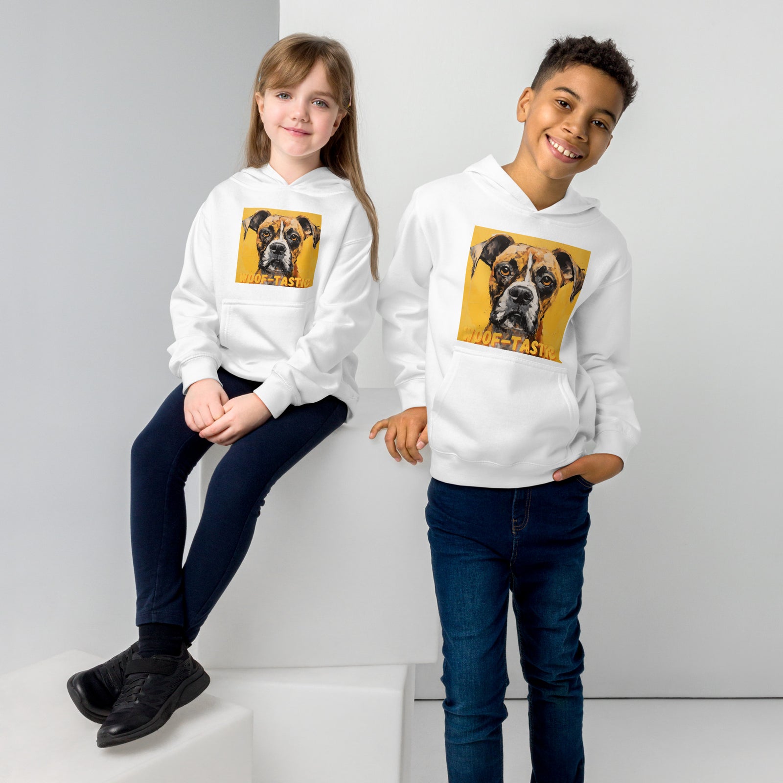 Kids fleece hoodie Woof-tastic Boxer