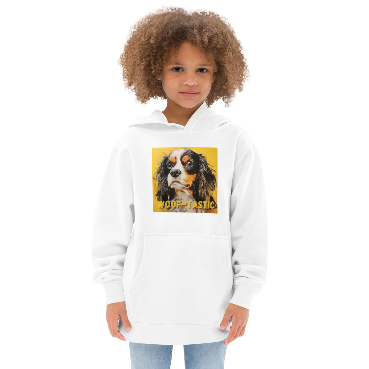 Kids fleece hoodie Woof-tastic Cavalier King Charles Spaniel