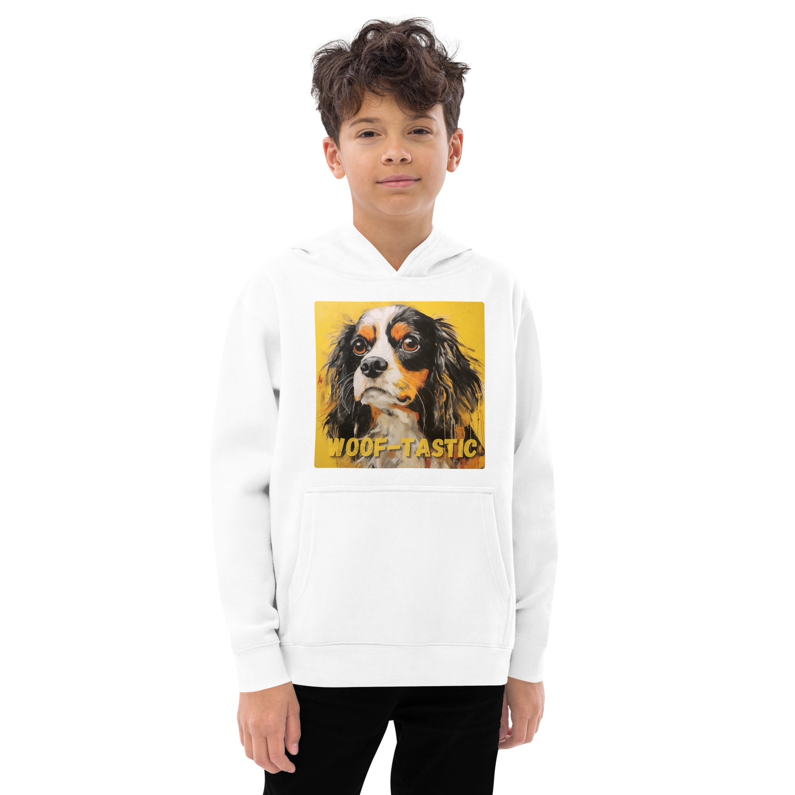 Kids fleece hoodie Woof-tastic Cavalier King Charles Spaniel