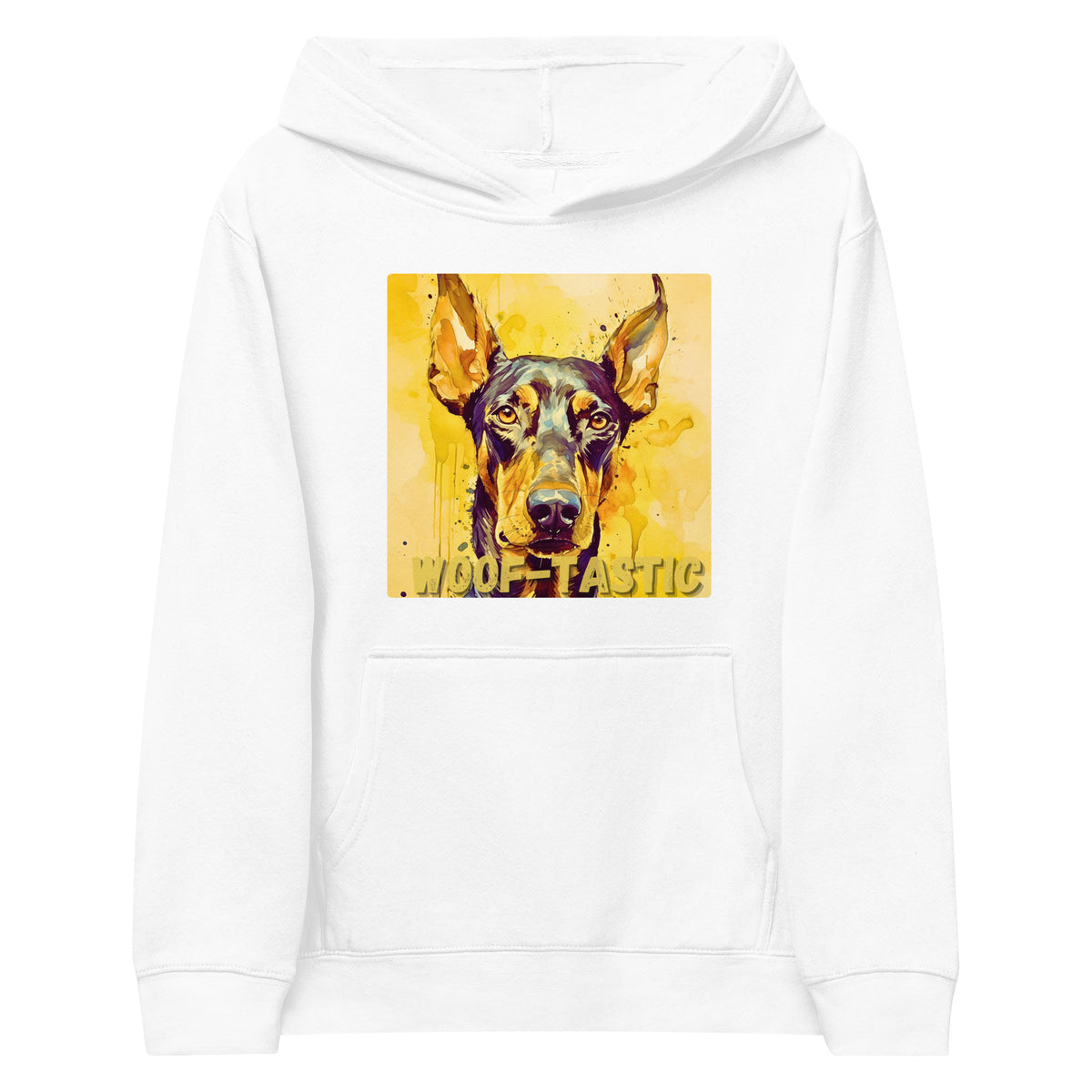 Kids fleece hoodie Woof-tastic Doberman Pinscher