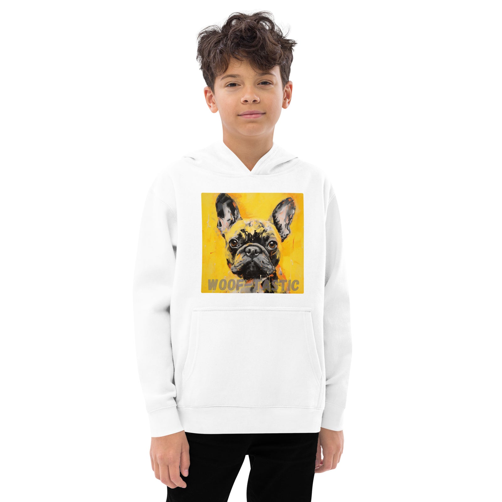 Kids fleece hoodie Woof-tastic French Bulldog