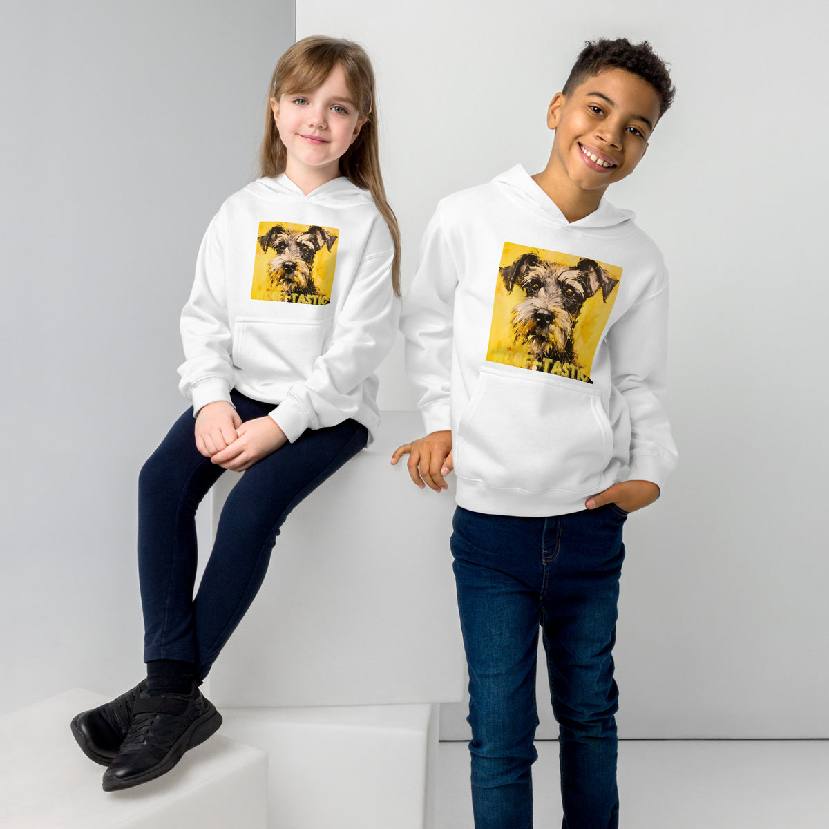 Kids fleece hoodie Woof-tastic Miniature Schnauzer
