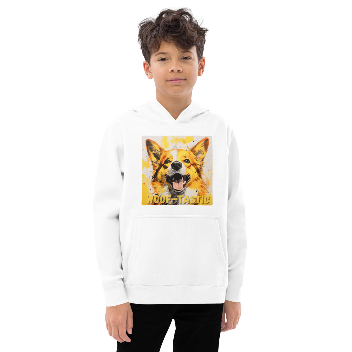 Kids fleece hoodie Woof-tastic Pembroke Welsh Corgi