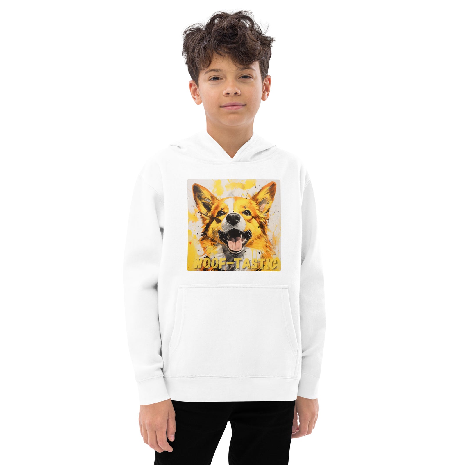 Kids fleece hoodie Woof-tastic Pembroke Welsh Corgi