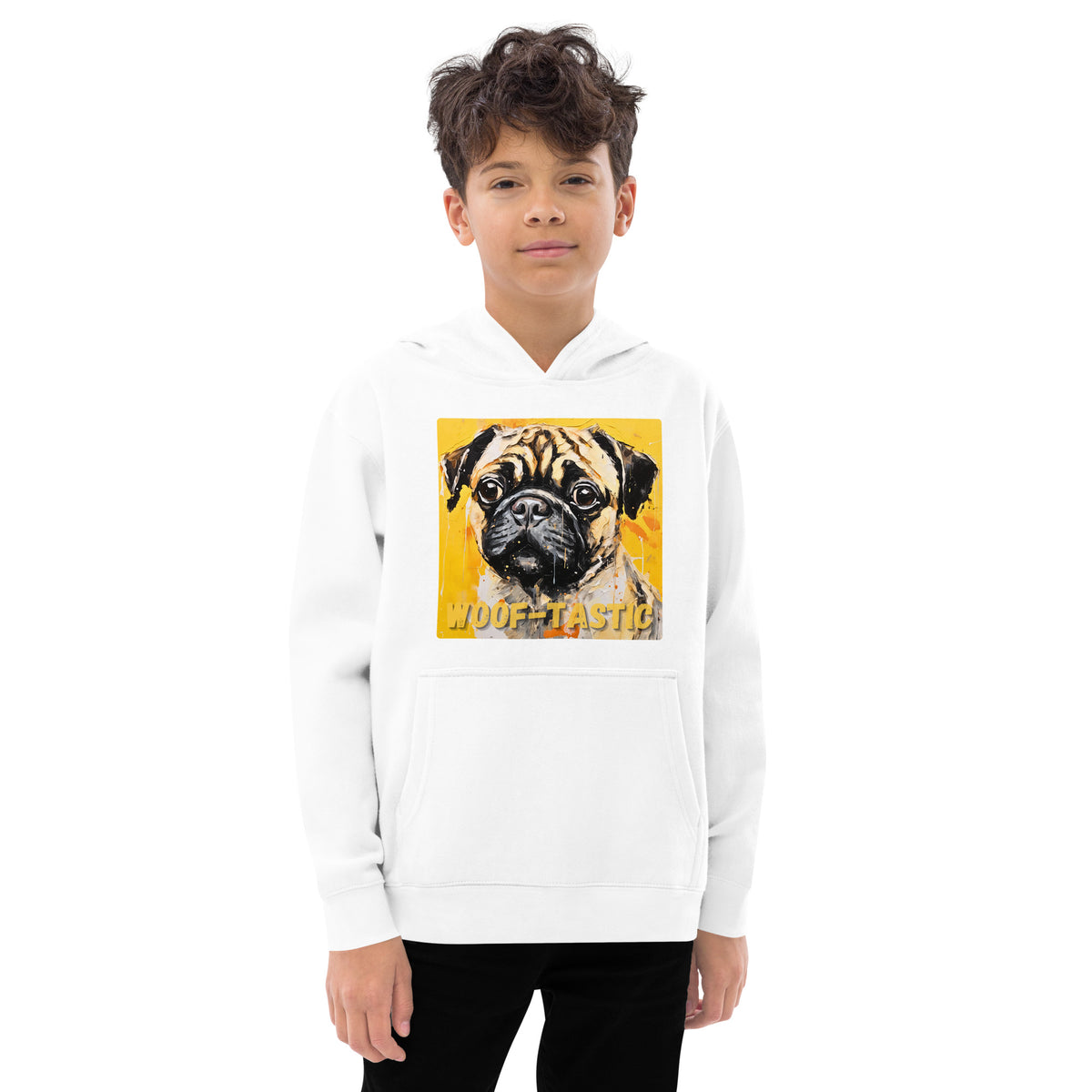 Kids fleece hoodie Woof-tastic Pug
