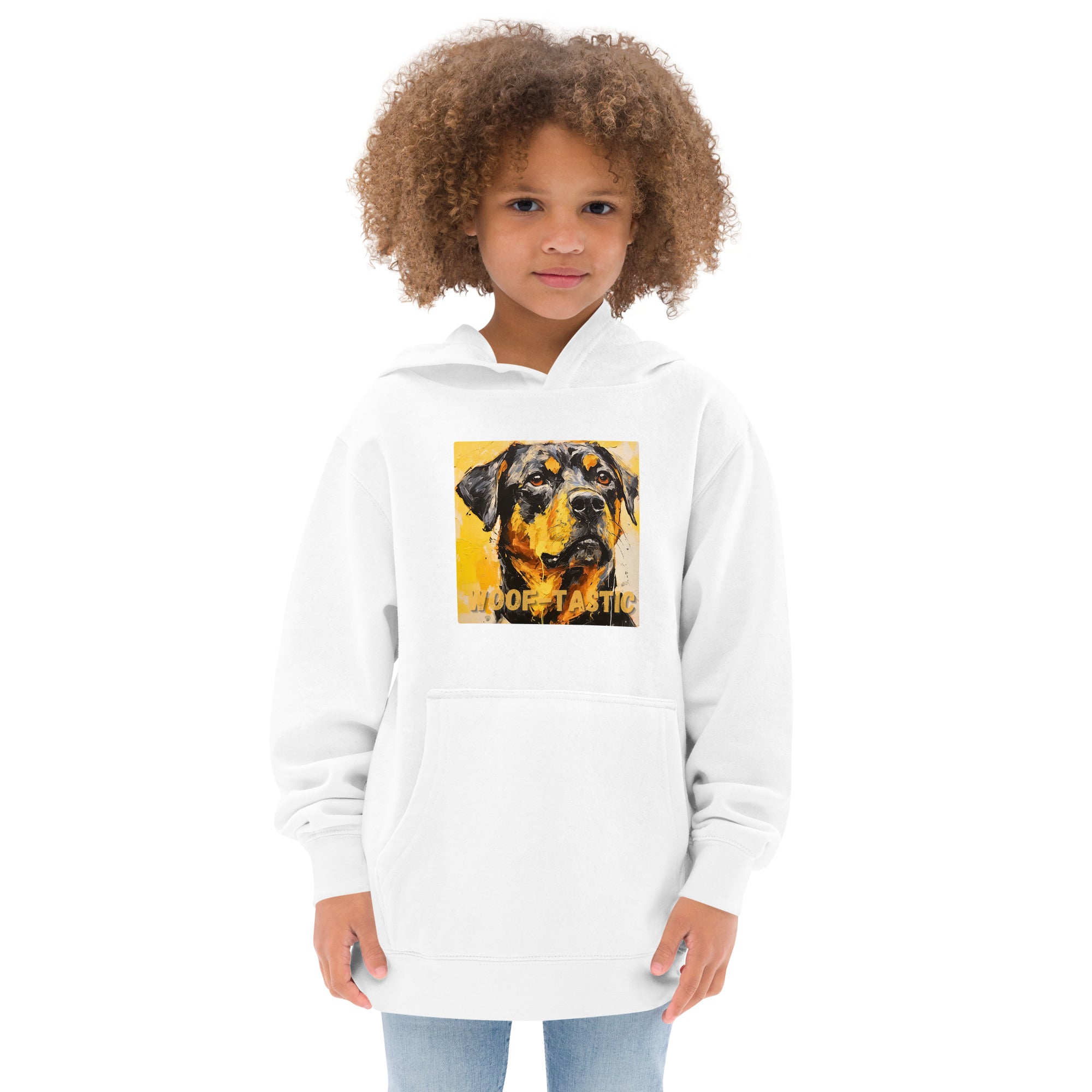 Kids fleece hoodie Woof-tastic Rottweiler
