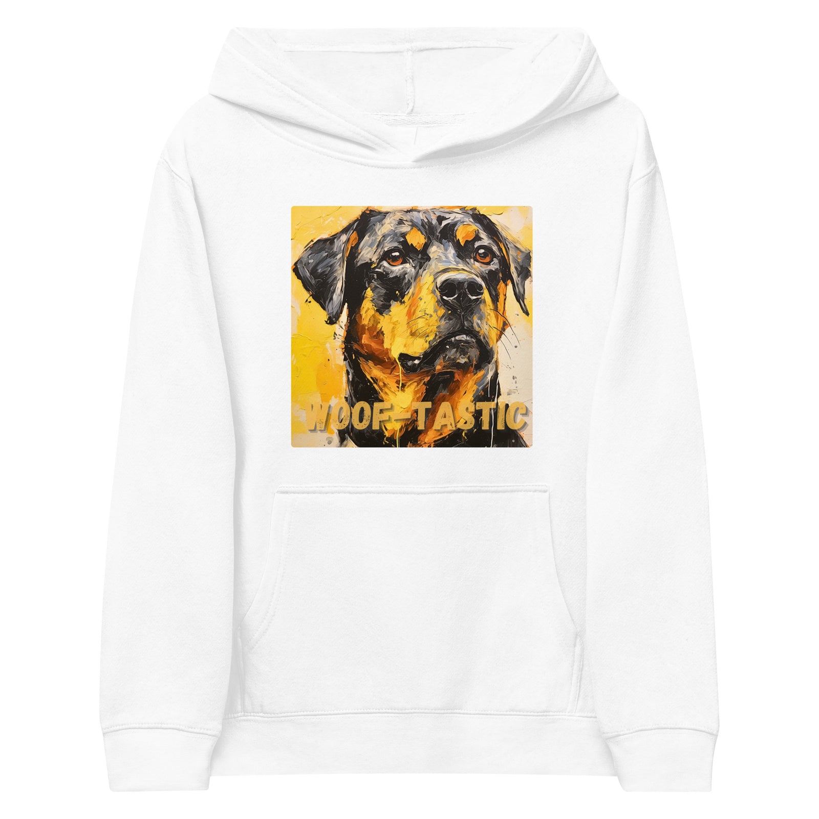 Kids fleece hoodie Woof-tastic Rottweiler