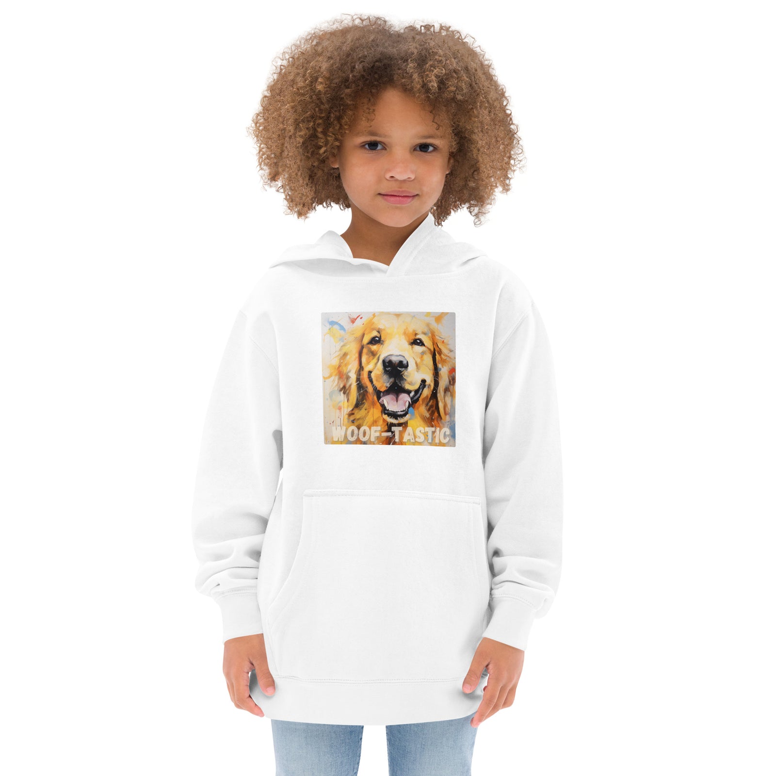 Kids fleece hoodie Woof-tastic Golden Retriever