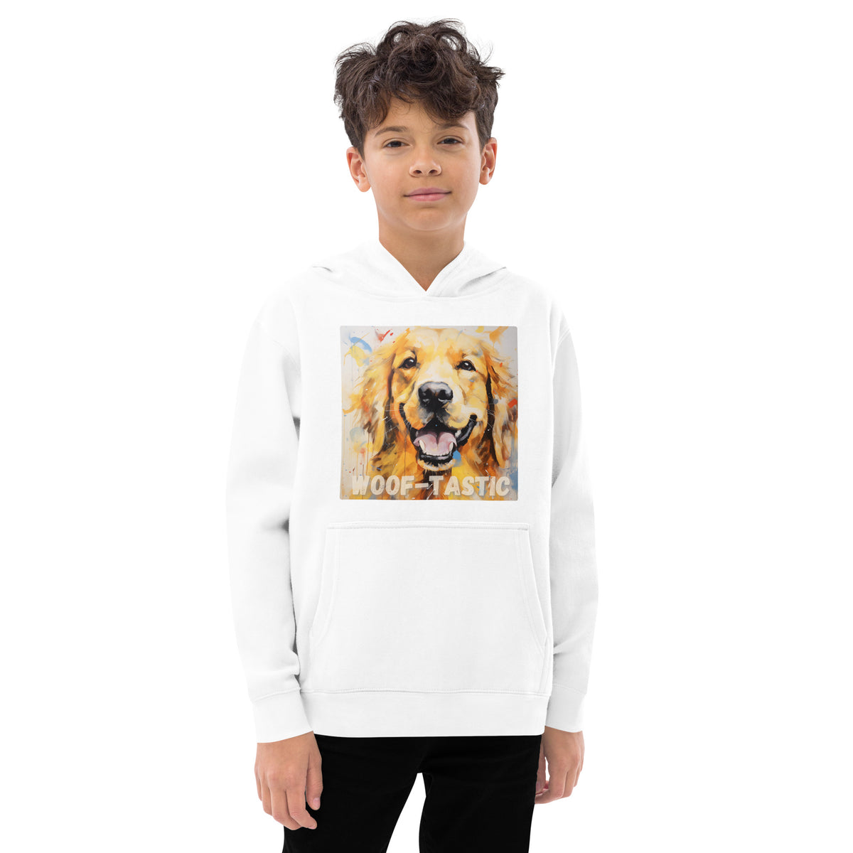 Kids fleece hoodie Woof-tastic Golden Retriever