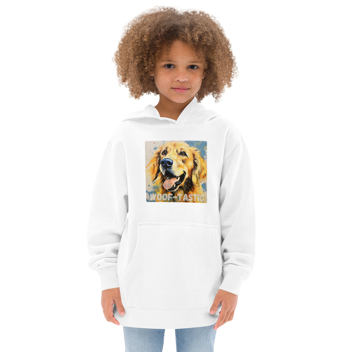 Kids fleece hoodie Woof-tastic Golden Retriever