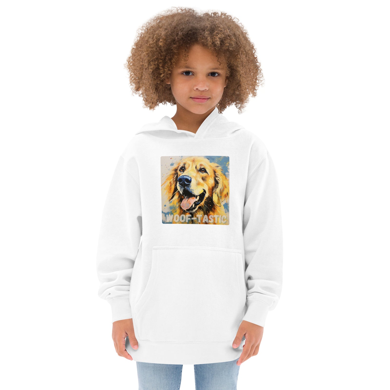 Kids fleece hoodie Woof-tastic Golden Retriever