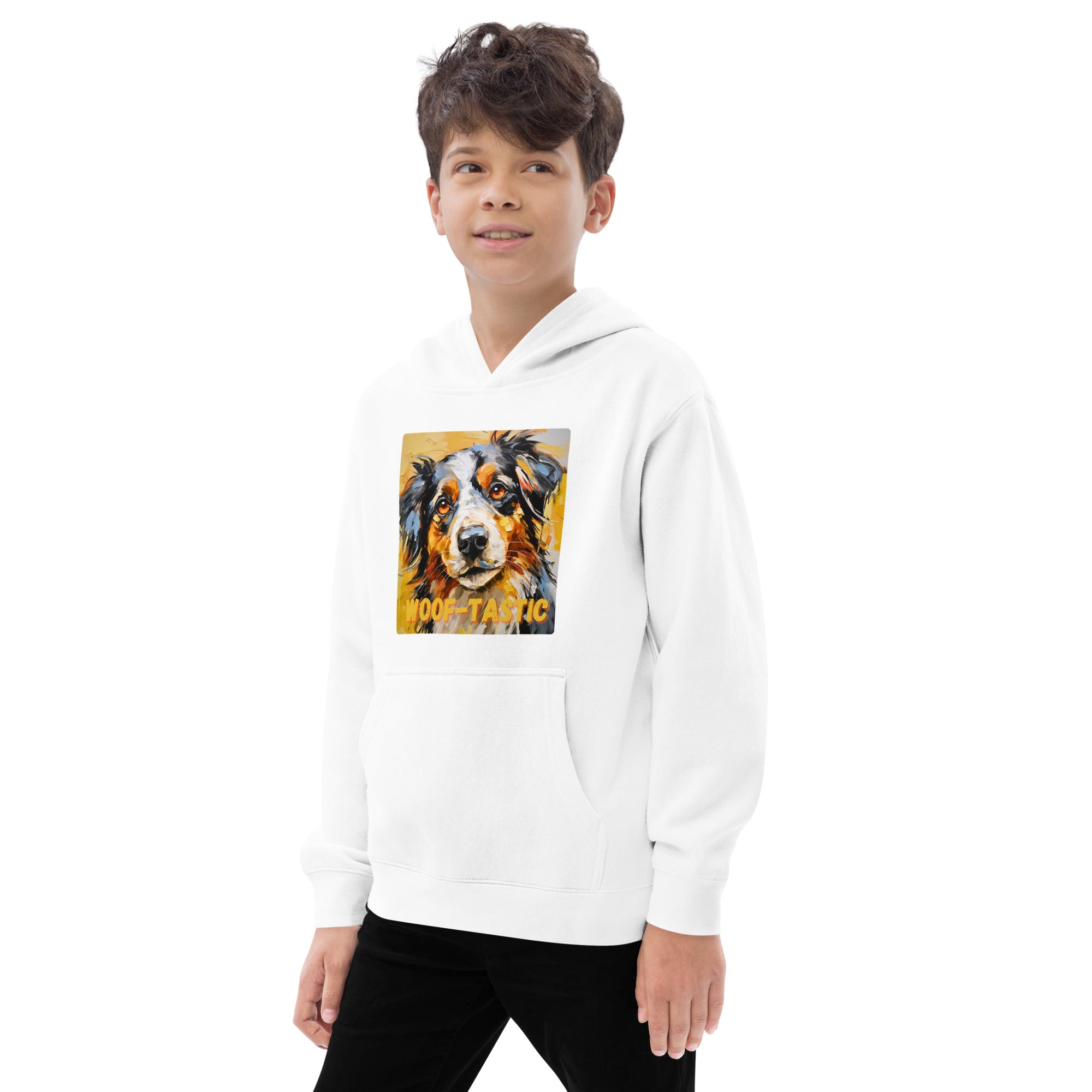 Kids fleece hoodie Woof-tastic Australian Shepherd