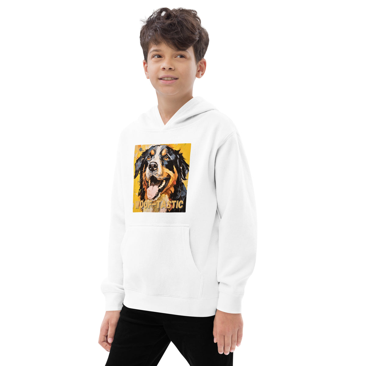 Kids fleece hoodie Woof-tastic Bernese Mountain Dog