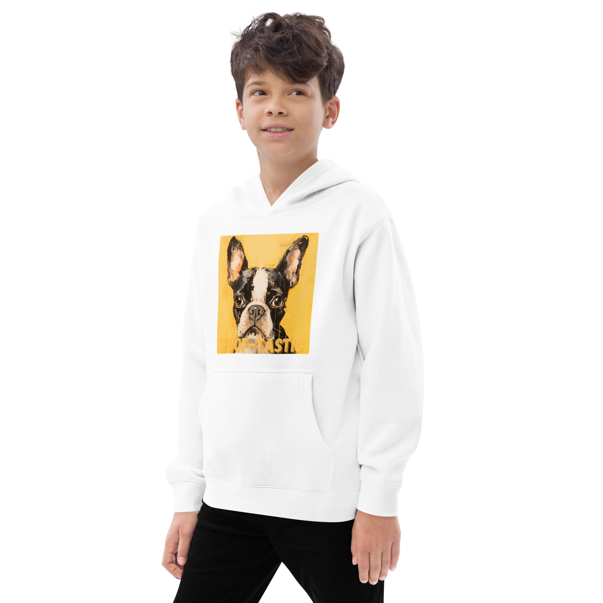 Kids fleece hoodie Woof-tastic Boston Terrier