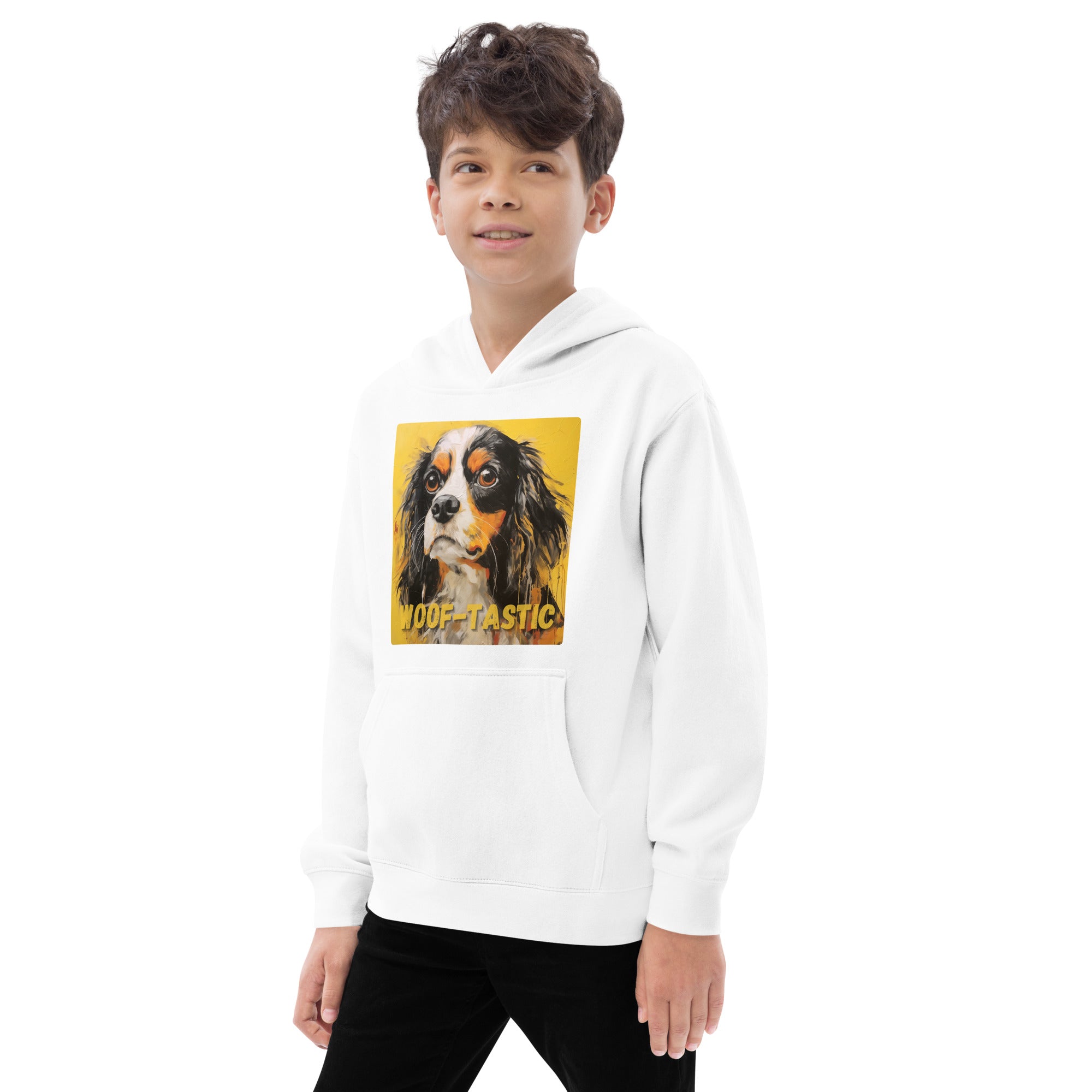 Kids fleece hoodie Woof-tastic Cavalier King Charles Spaniel