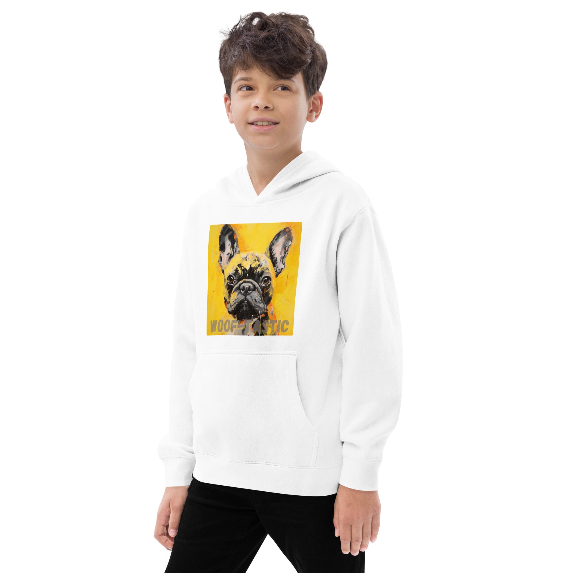 Kids fleece hoodie Woof-tastic French Bulldog