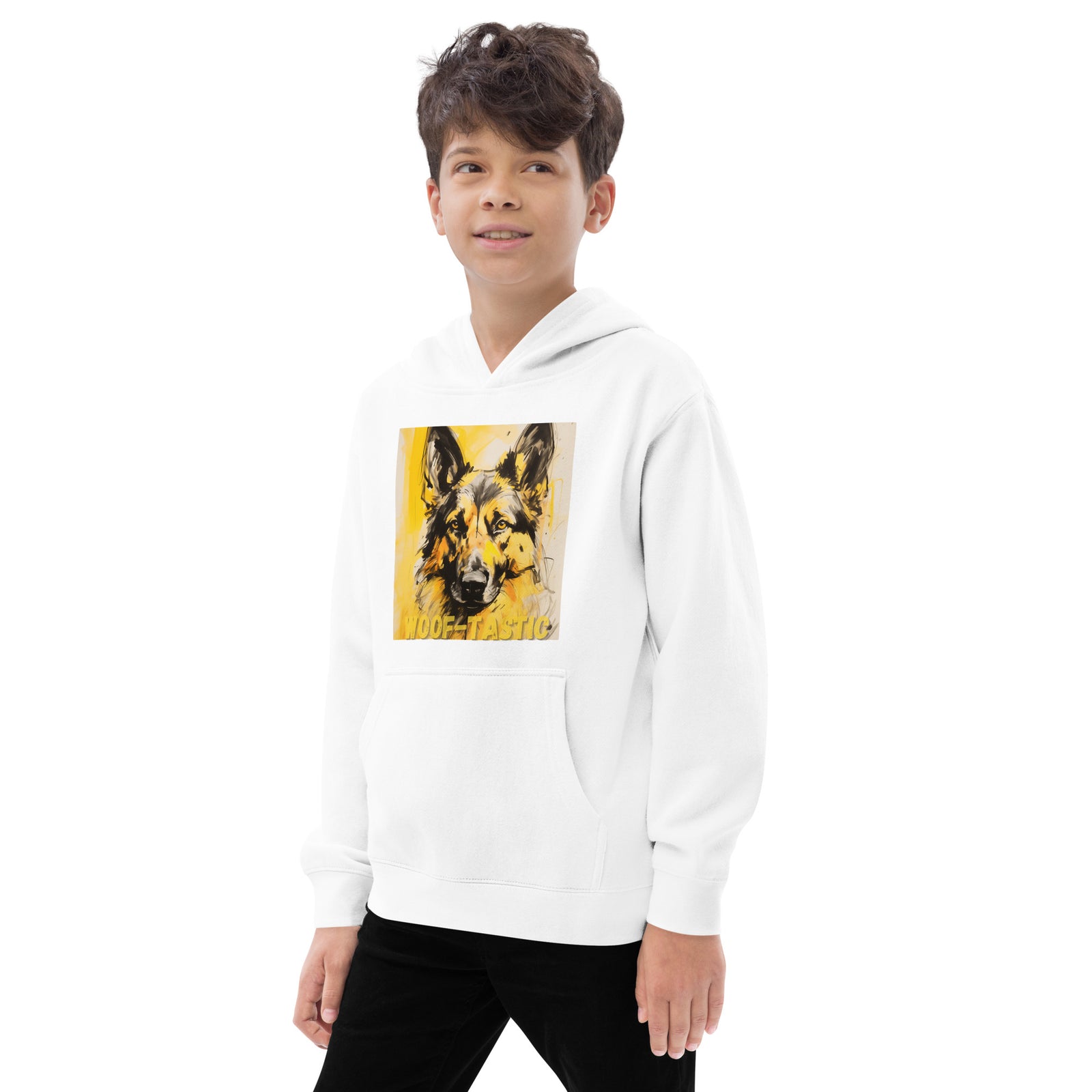 Kids fleece hoodie Woof-tastic German Shepherd