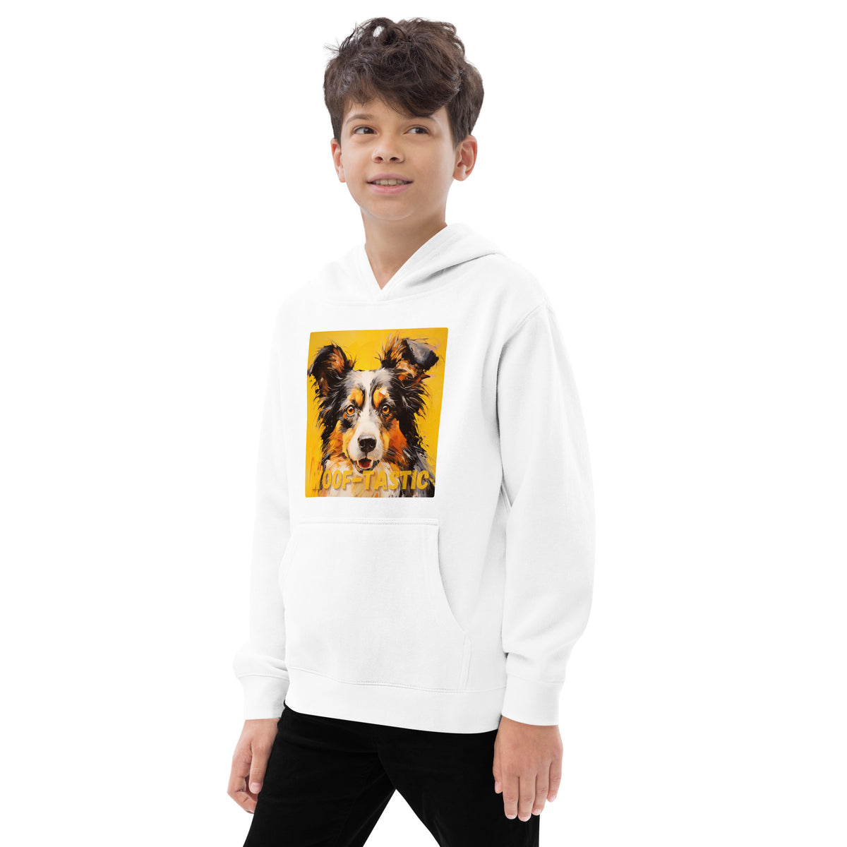 Kids fleece hoodie Woof-tastic Shetland Sheepdog