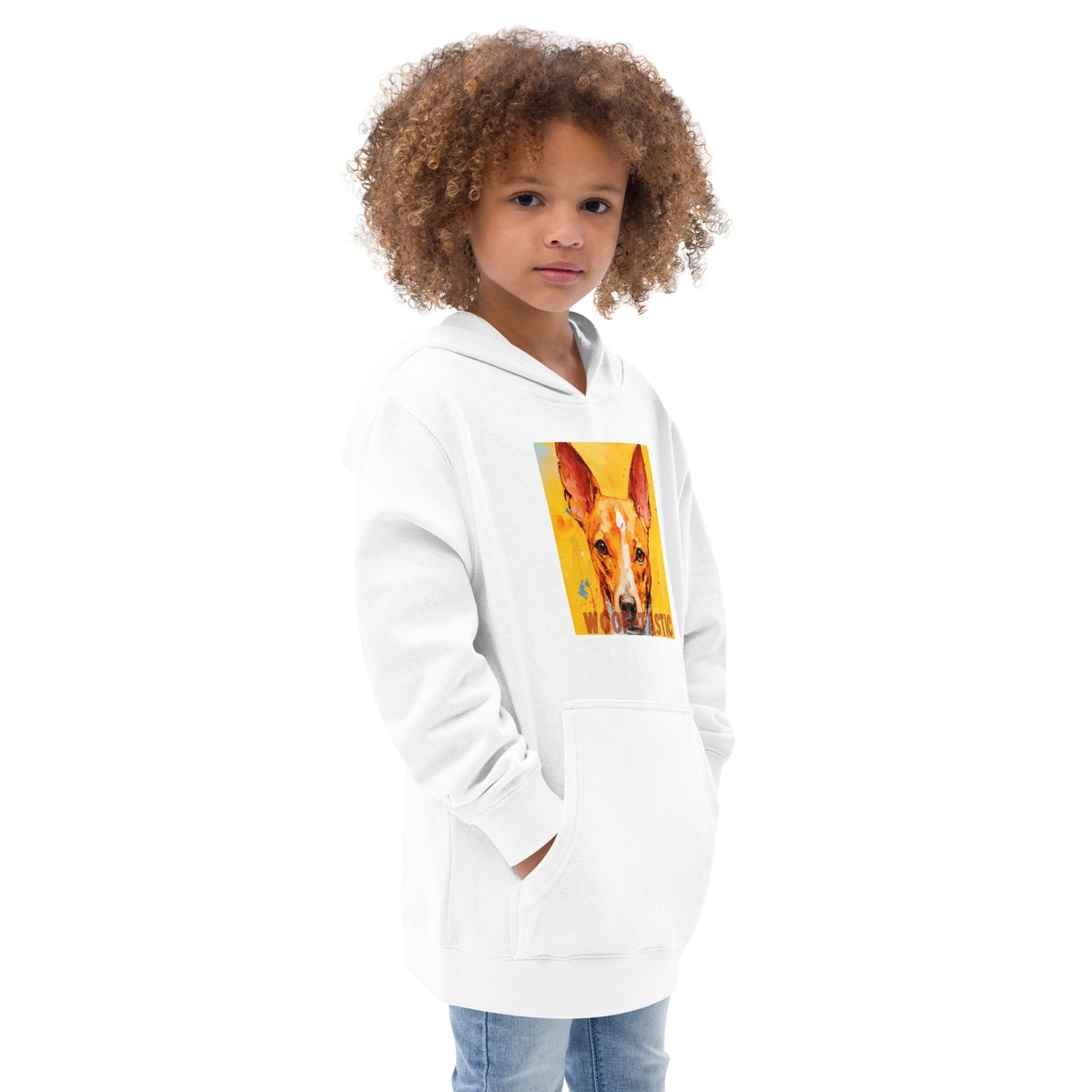 Kids fleece hoodie Woof-tastic Basenji