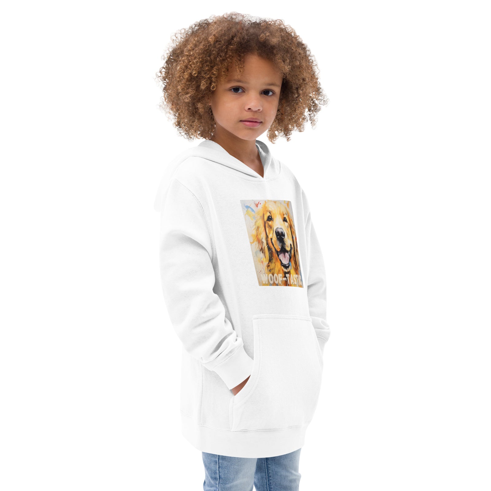 Kids fleece hoodie Woof-tastic Golden Retriever