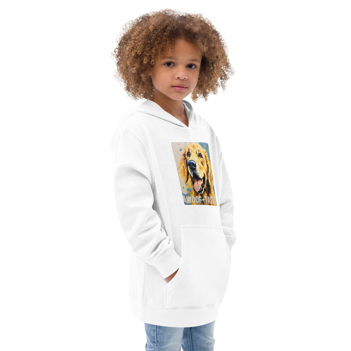Kids fleece hoodie Woof-tastic Golden Retriever