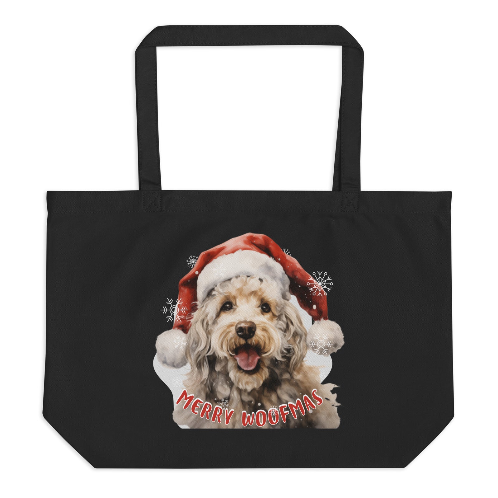 Large organic tote bag Poodle - Merry Woofmas