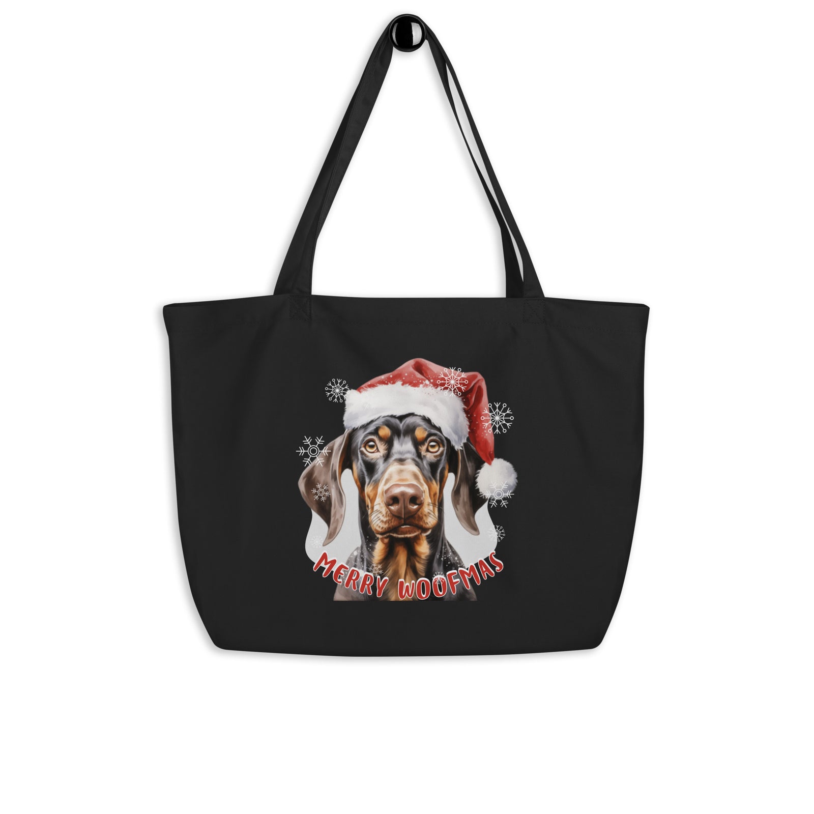 Large organic tote bag Doberman - Merry Woofmas
