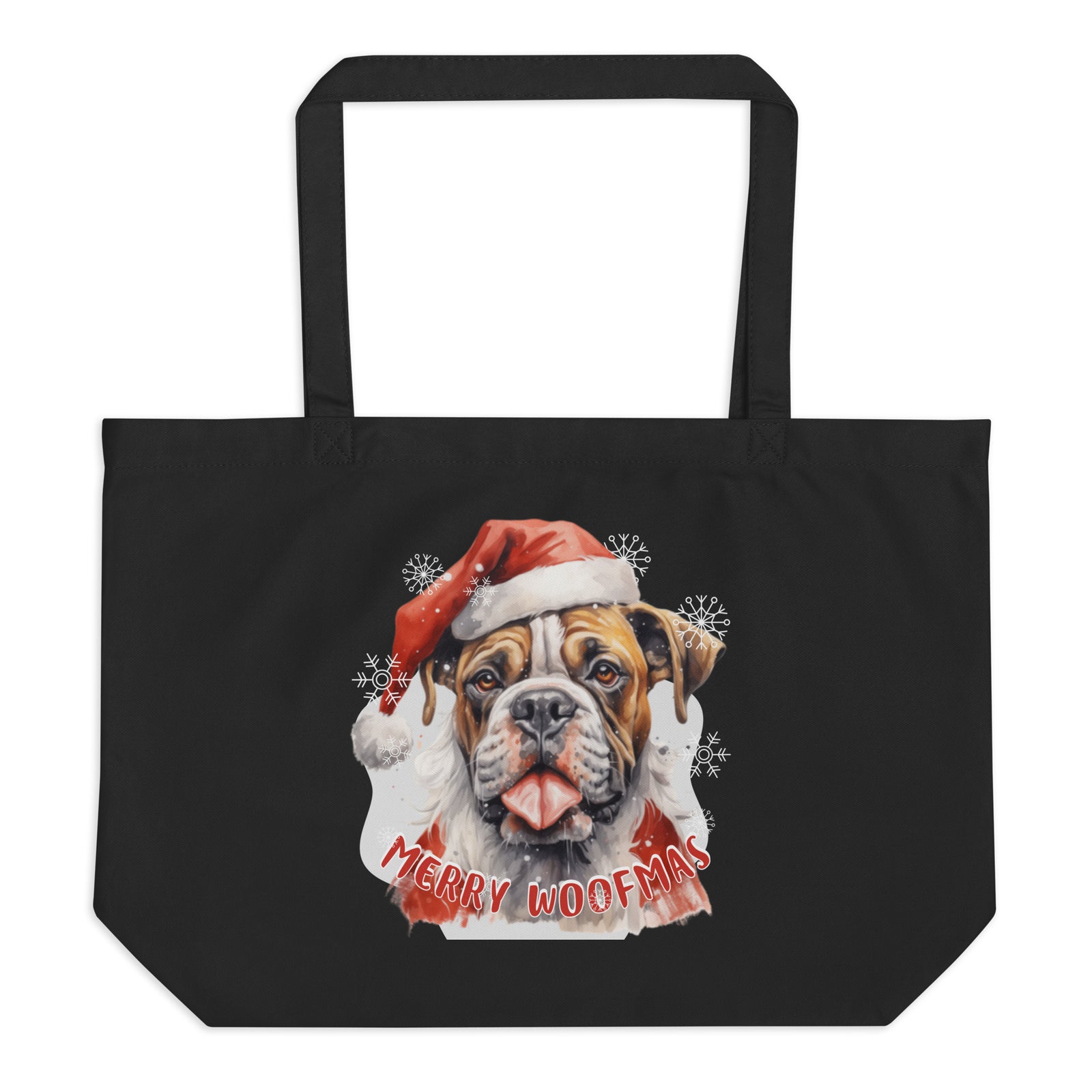 Large organic tote bag Boxer - Merry Woofmas
