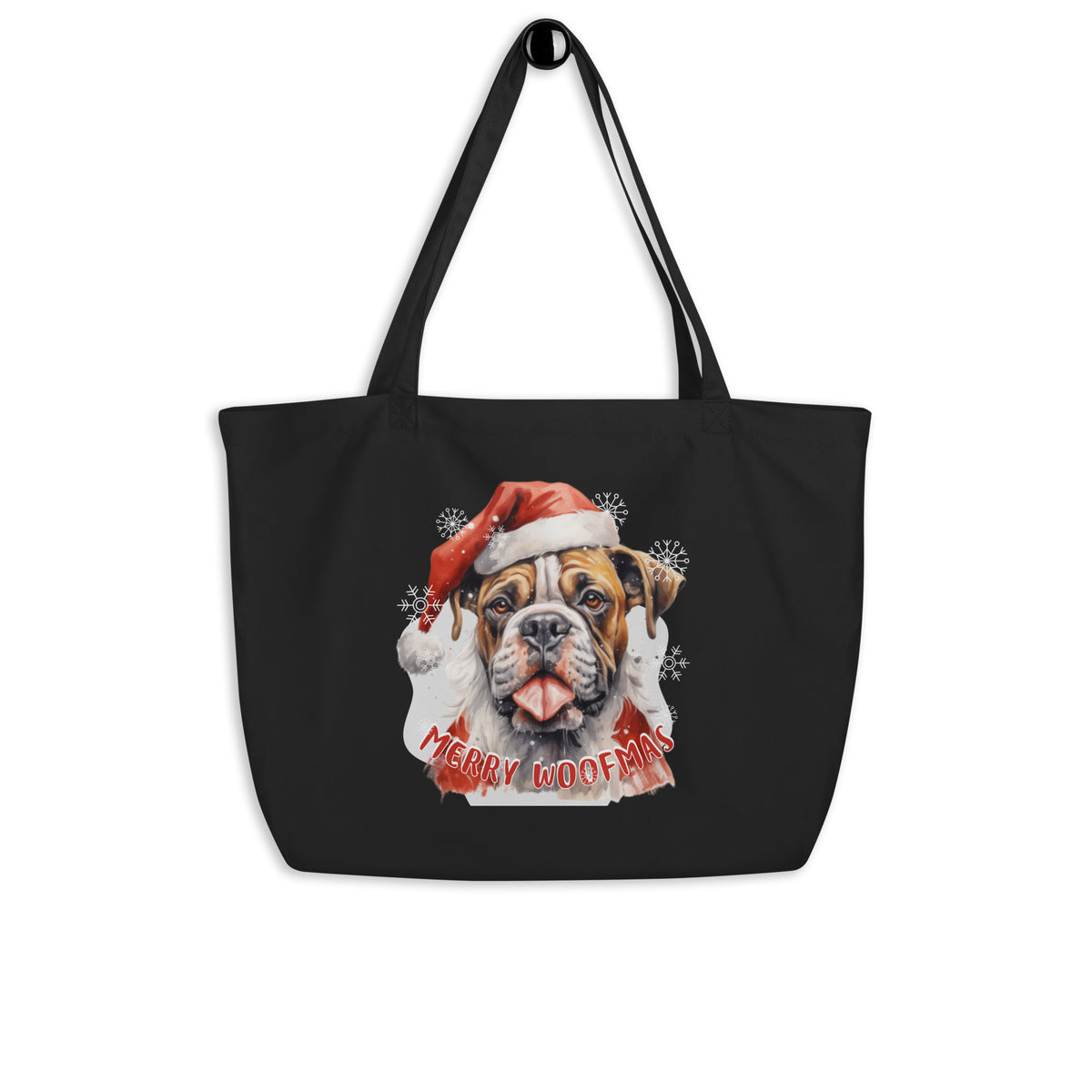 Large organic tote bag Boxer - Merry Woofmas