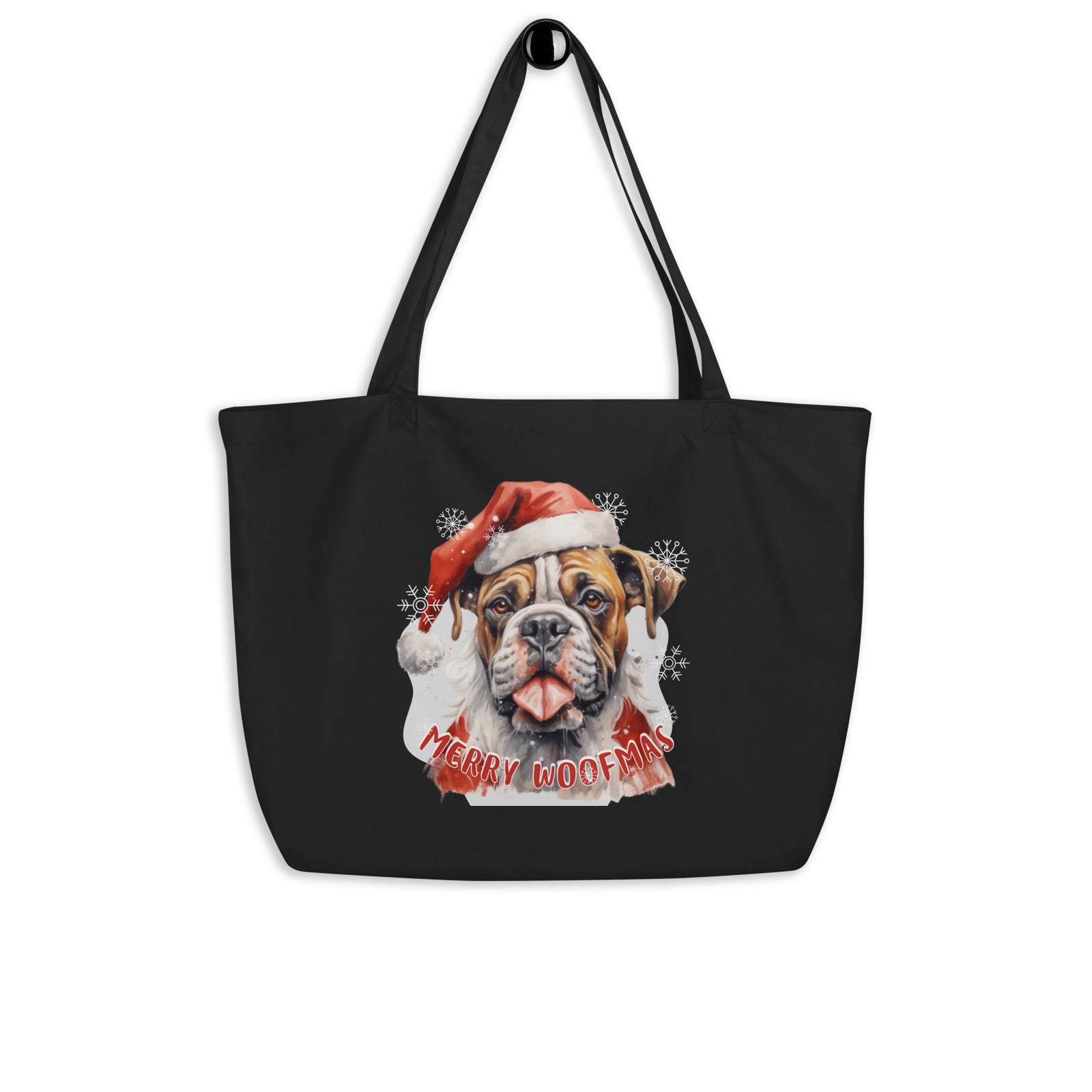 Large organic tote bag Boxer - Merry Woofmas