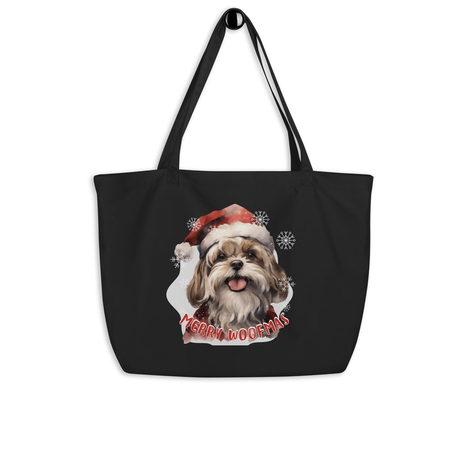 Large organic tote bag Shitzu - Merry Woofmas
