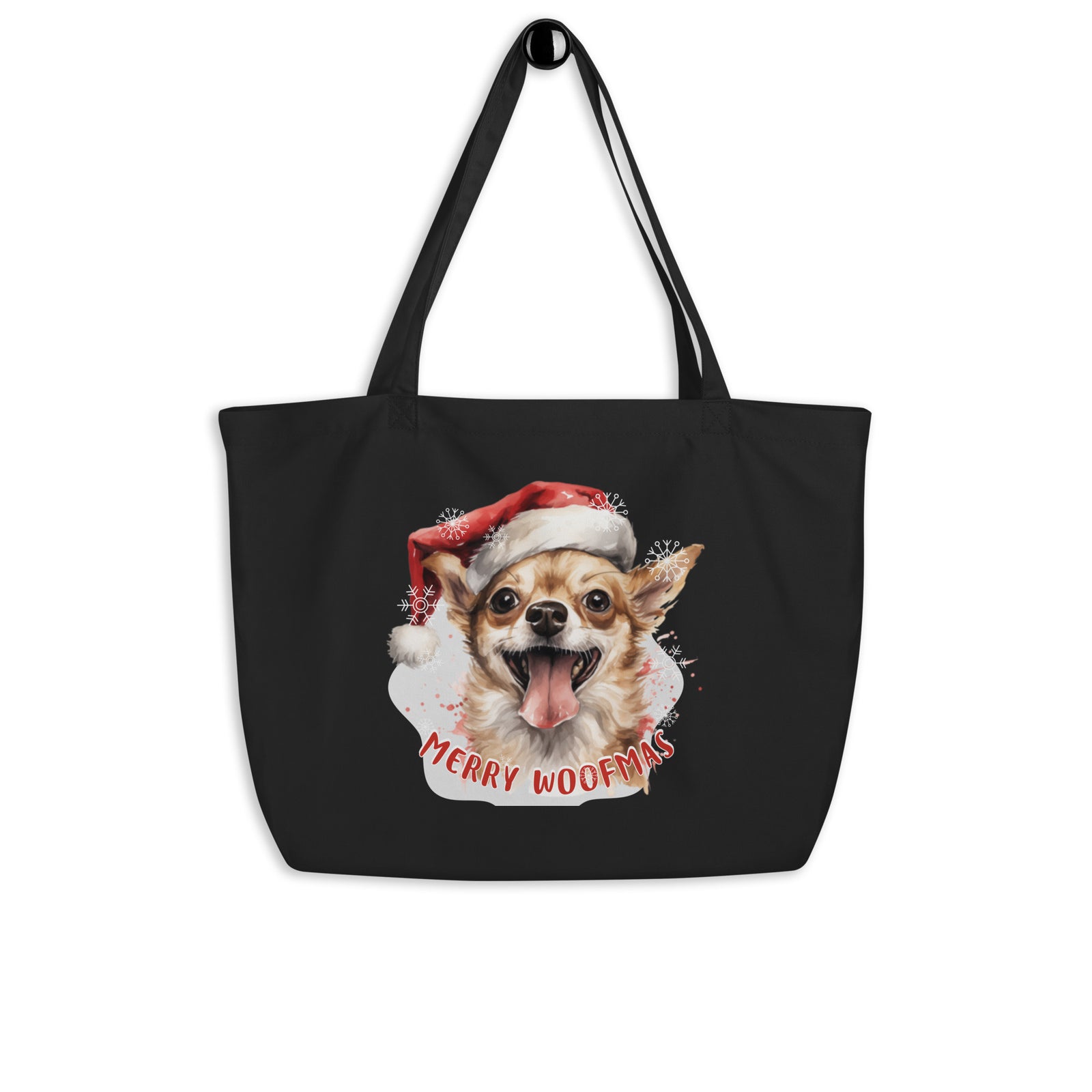 Large organic tote bag Chihuahua - Merry Woofmas