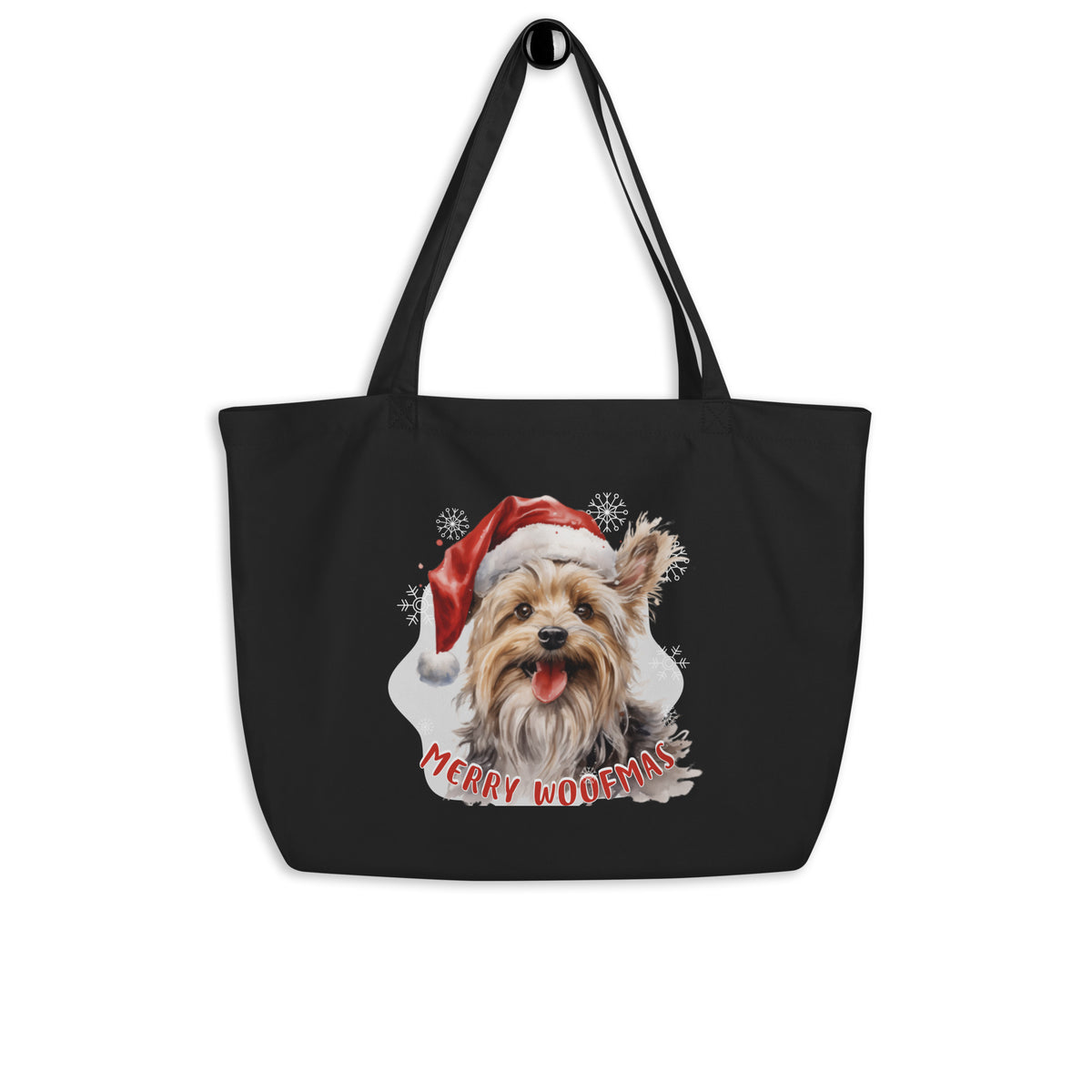 Large organic tote bag Yorkshire Terrier- Merry Woofmas