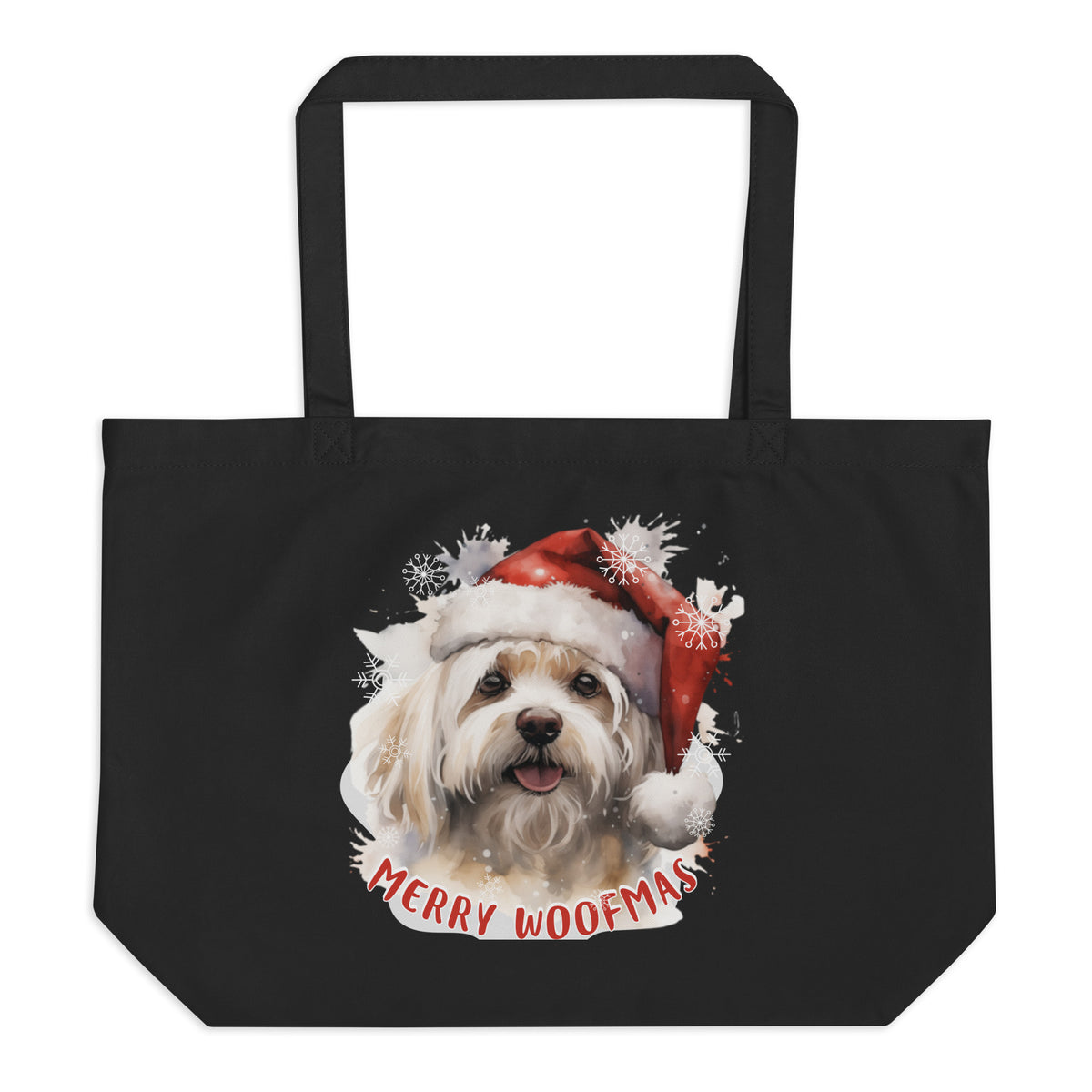 Large organic tote bag Maltese - Merry Woofmas