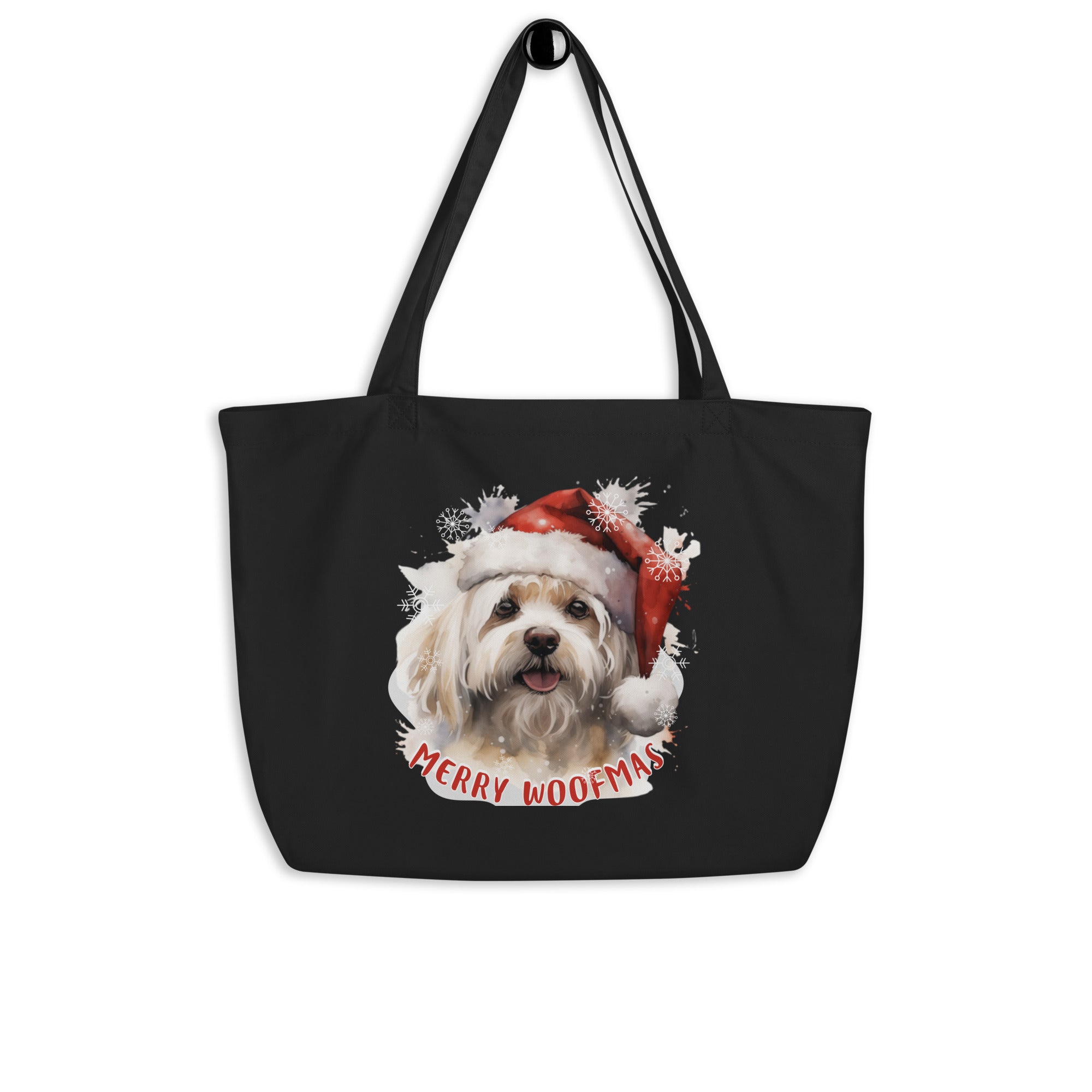 Large organic tote bag Maltese - Merry Woofmas