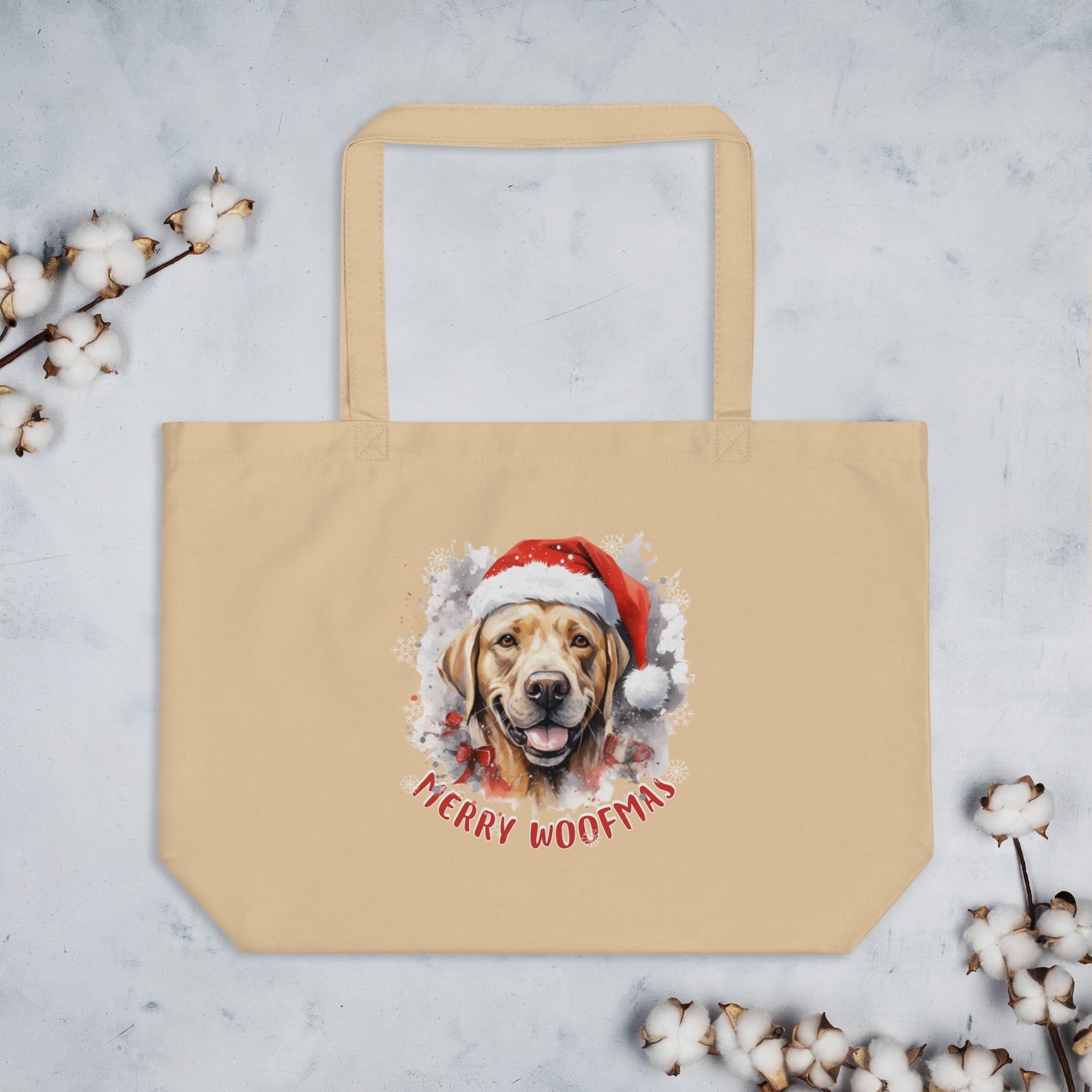 Large organic tote bag Labrador - Merry Woofmas