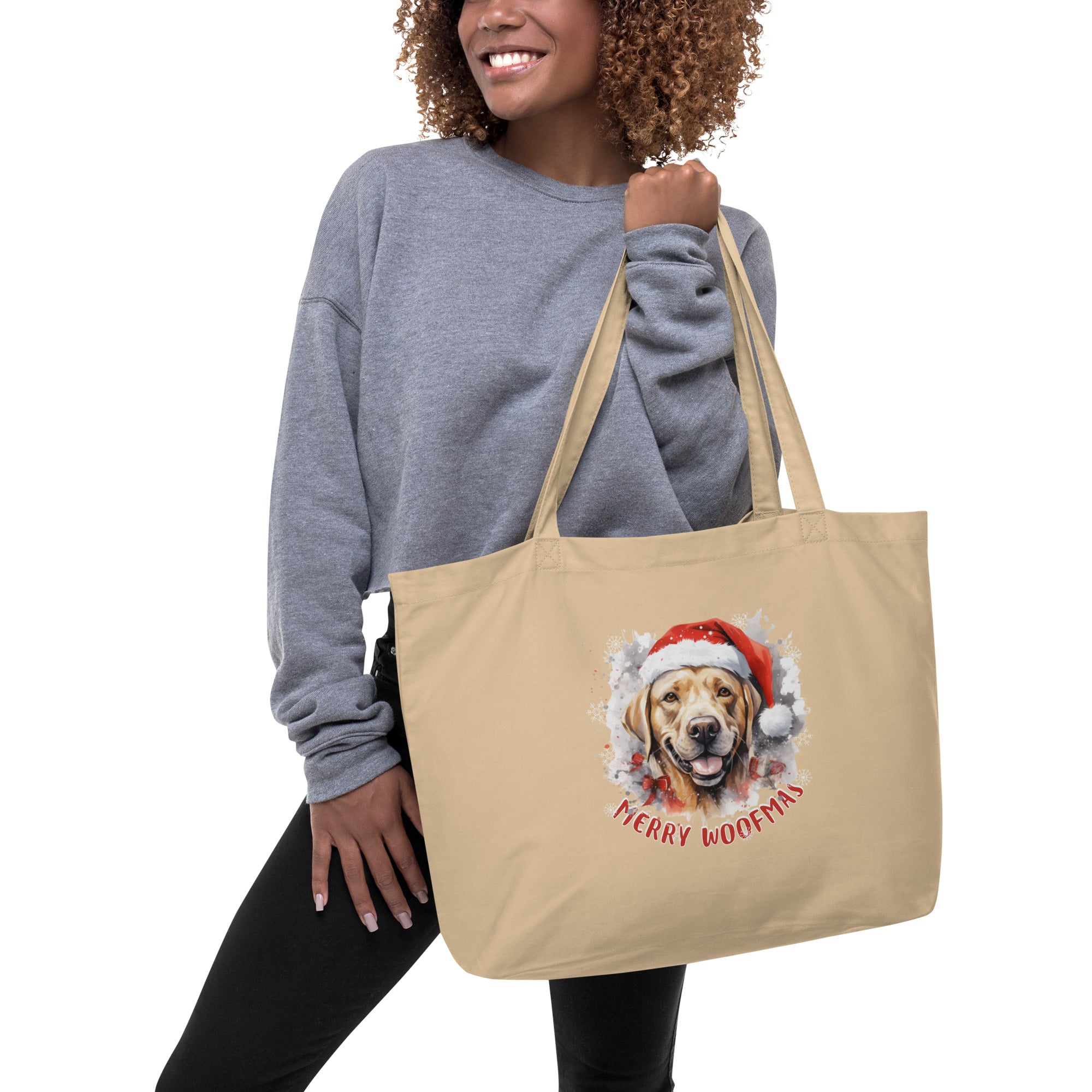Large organic tote bag Labrador - Merry Woofmas