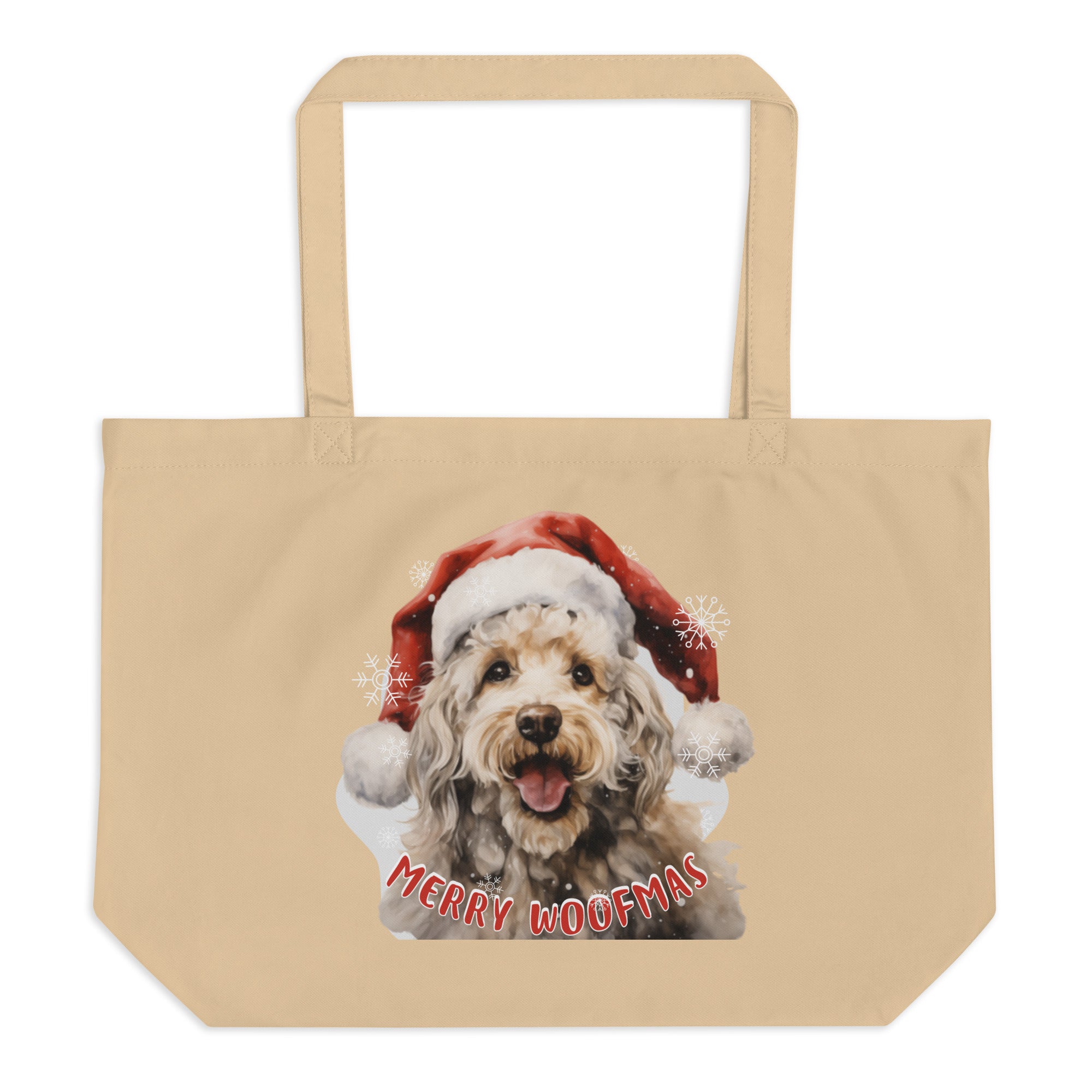 Large organic tote bag Poodle - Merry Woofmas