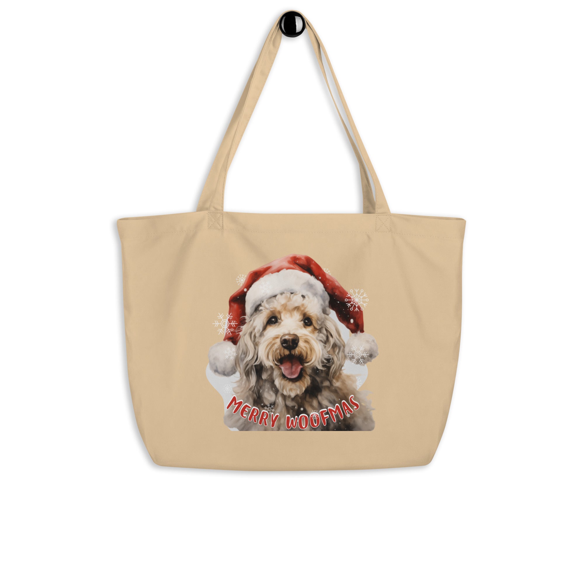 Large organic tote bag Poodle - Merry Woofmas