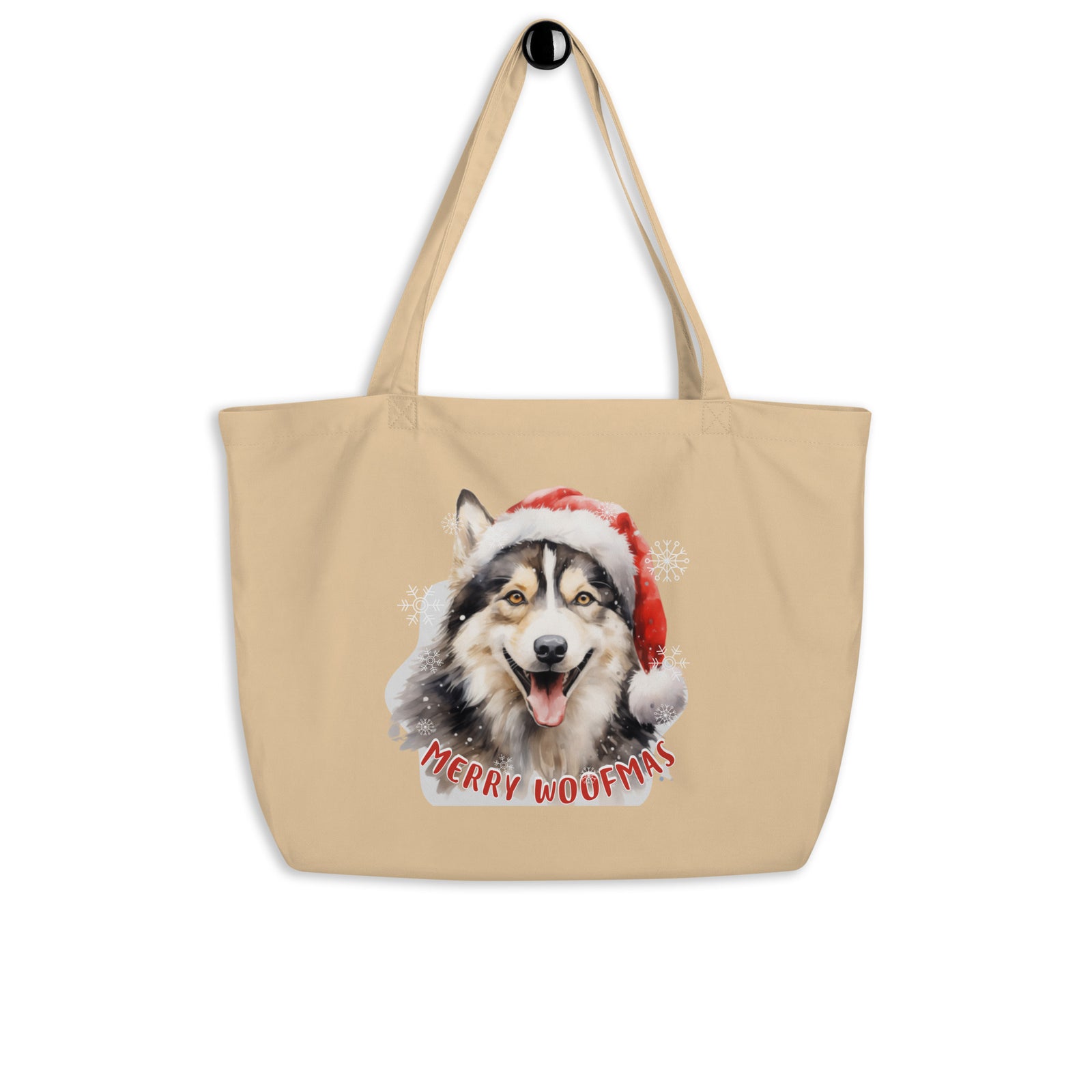 Large organic tote bag Husky - Merry Woofmas