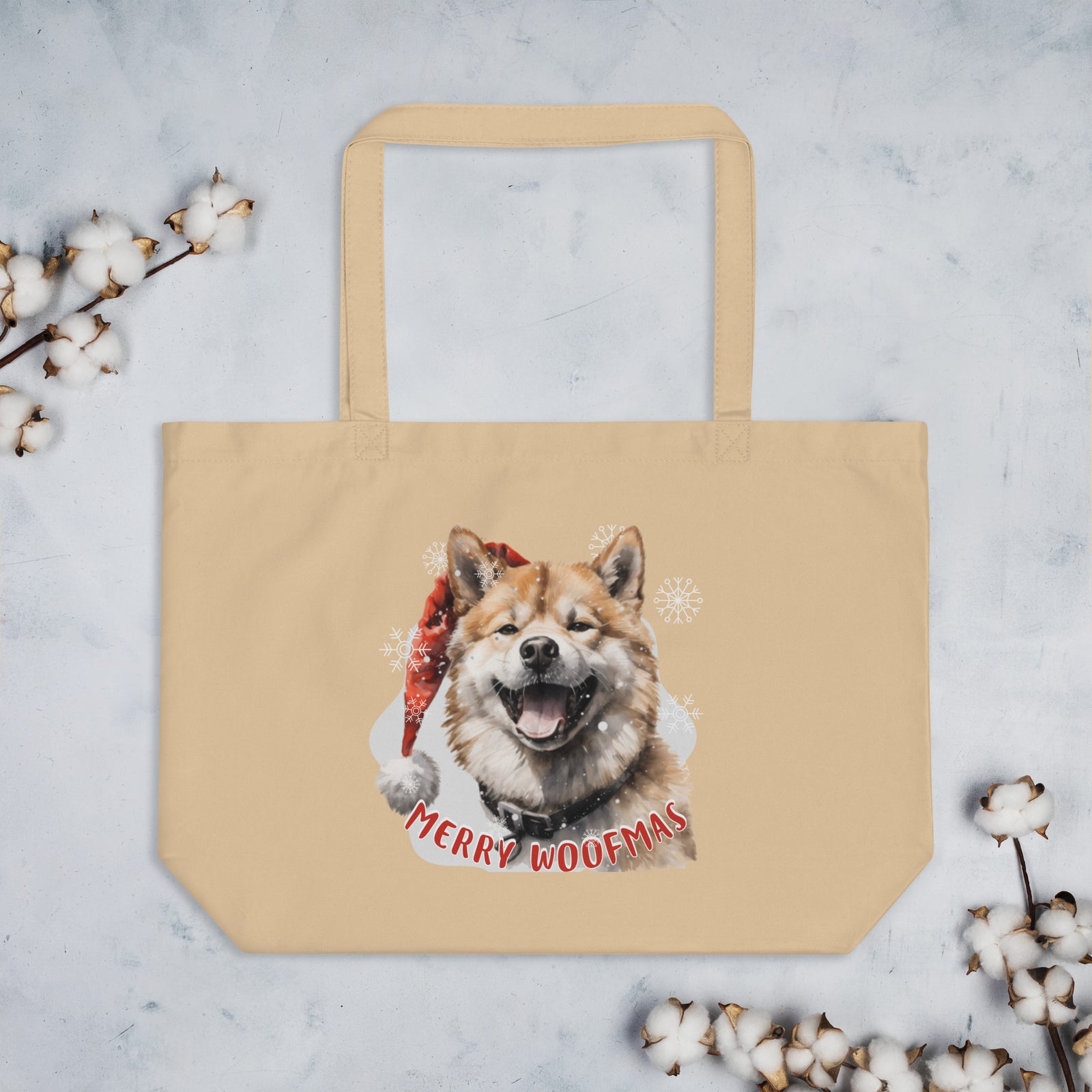 Large organic tote bag Akita - Merry Woofmas