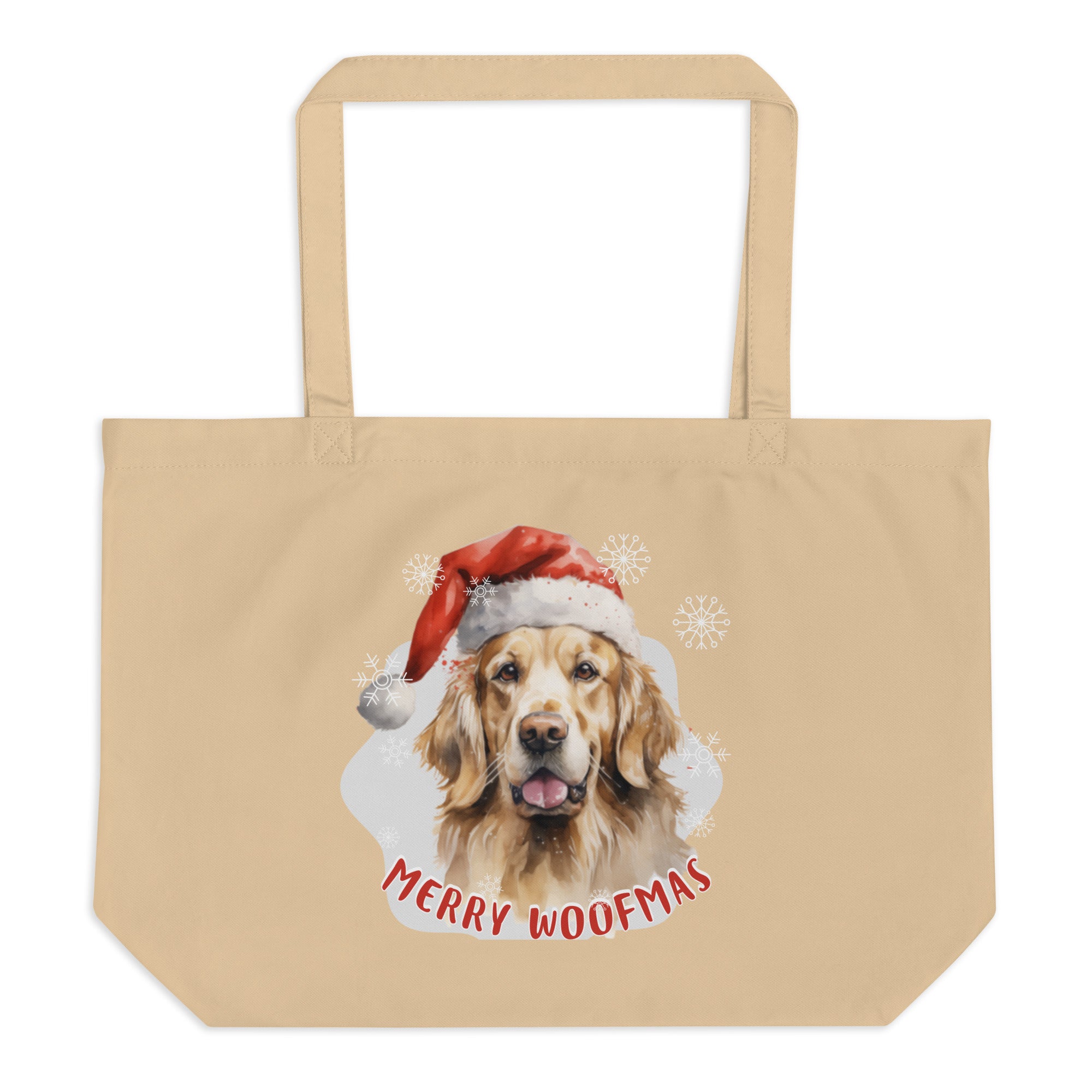 Large organic tote bag Golden Retriever - Merry Woofmas