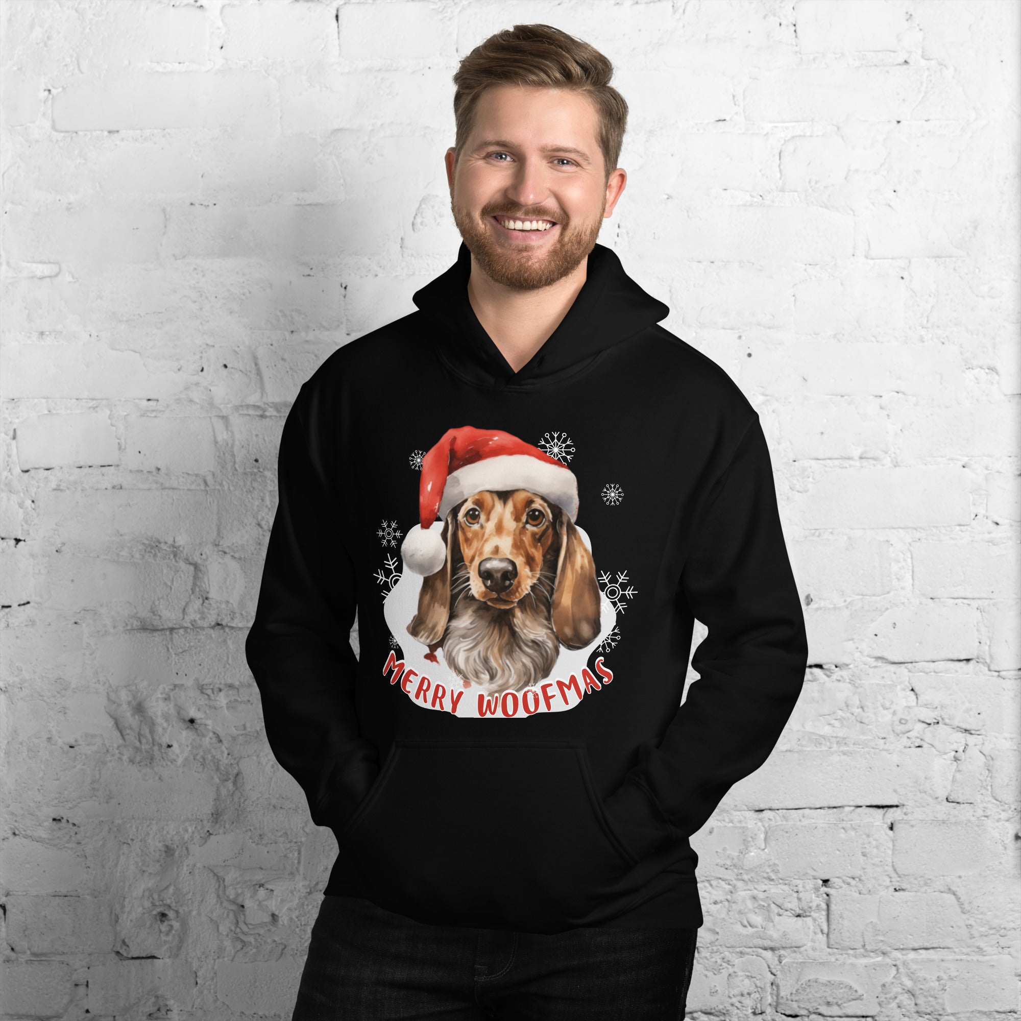 Unisex Hoodie Danchshund - Merry Woofmas