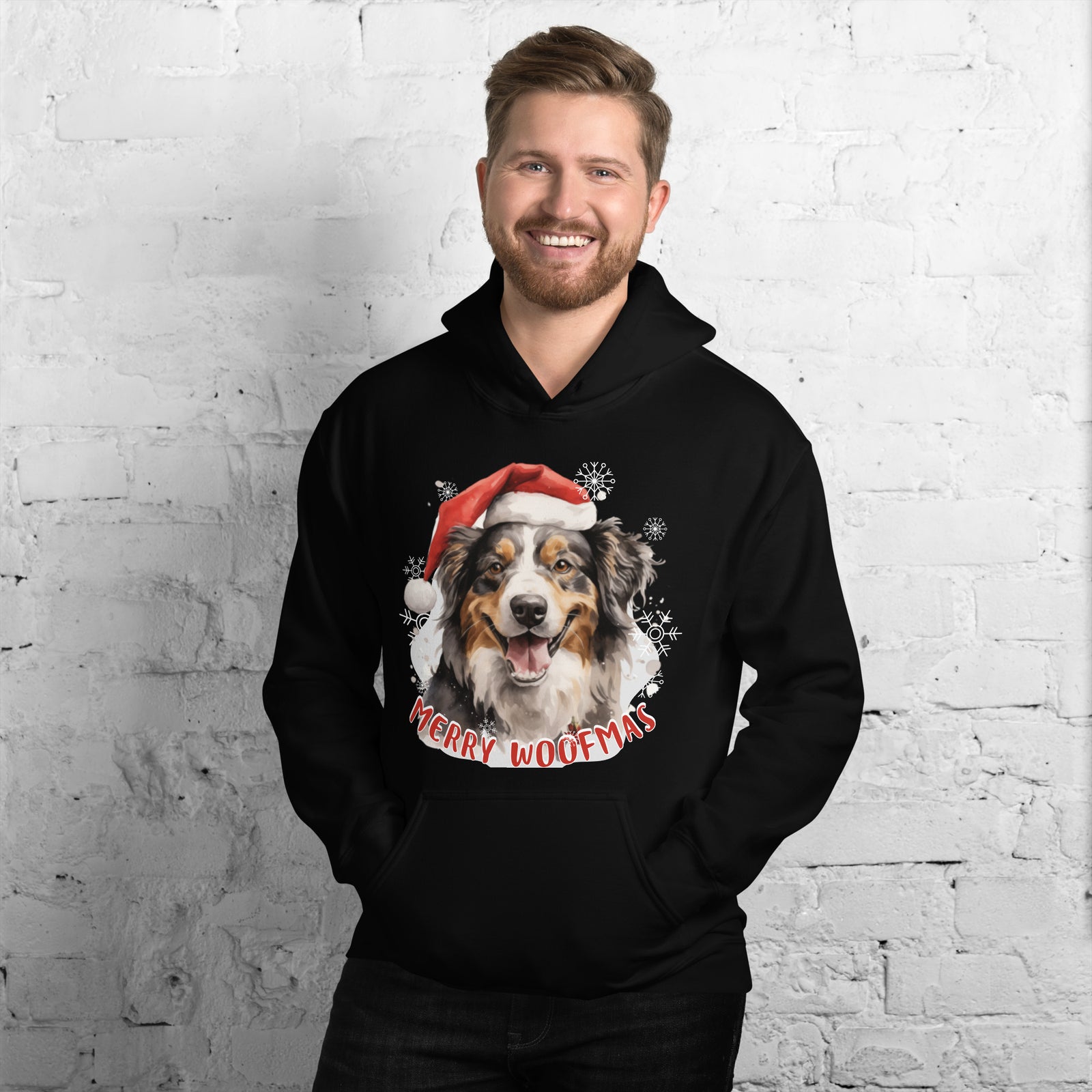 Unisex Hoodie Australian Shepherd - Merry Woofmas