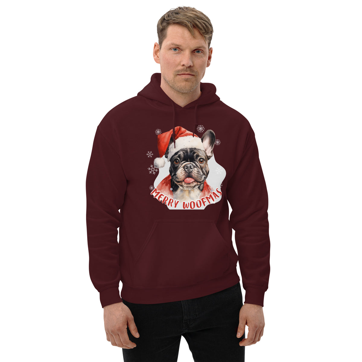 Unisex Hoodie French Bulldog - Merry Woofmas