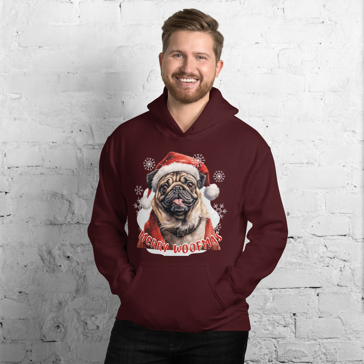 Unisex Hoodie Pug - Merry Woofmas