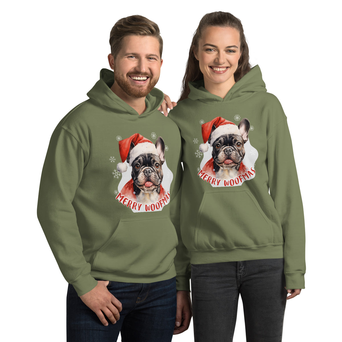 Unisex Hoodie French Bulldog - Merry Woofmas